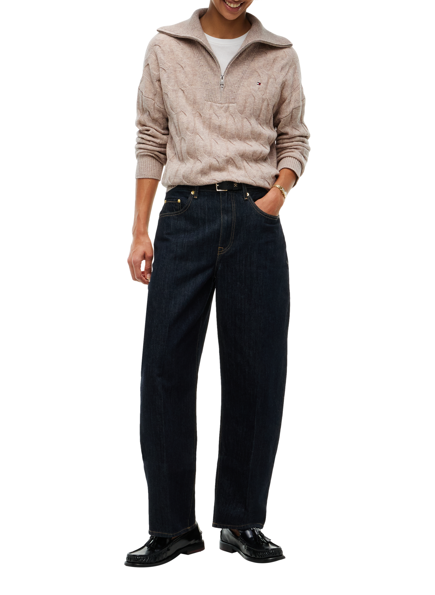 Pull col zippé en laine | Beige TOMMY HILFIGER Femme