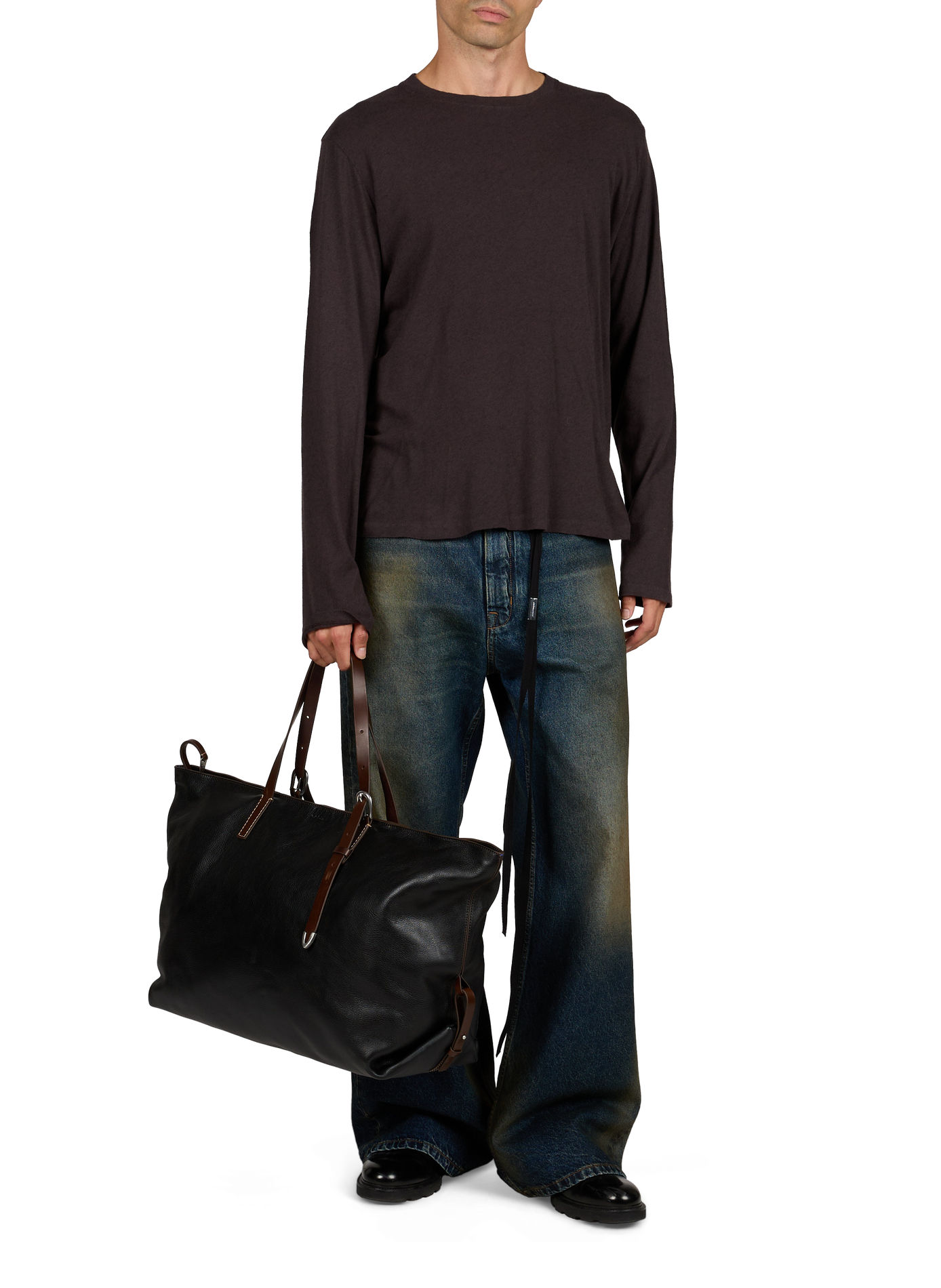 Long-sleeved cotton and wool T-shirt OUR LEGACY Brown