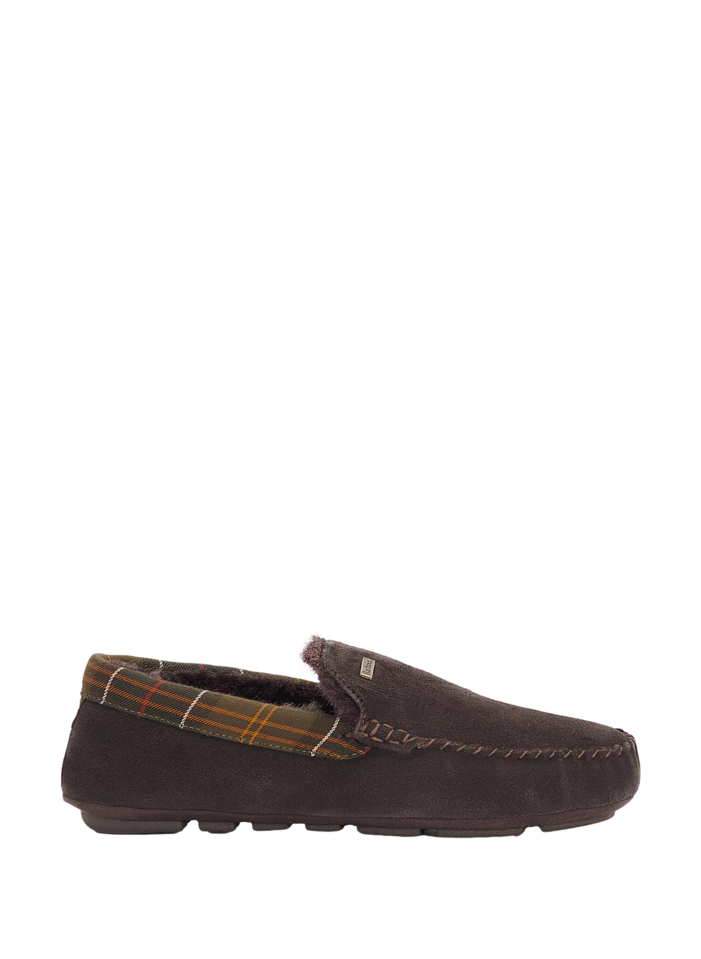 Mixed leather moccasin slippers BARBOUR Brown