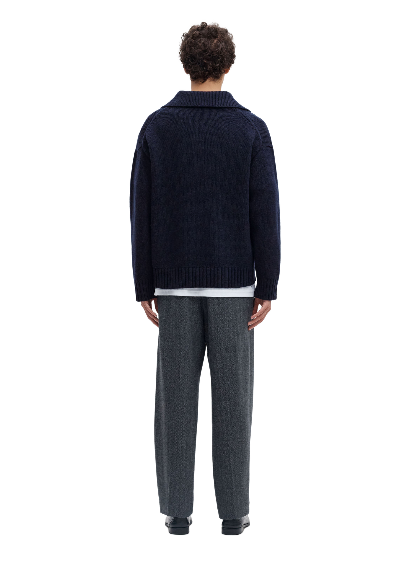Strickpullover aus Wollmischung mit Polokragen SELECTED Blau