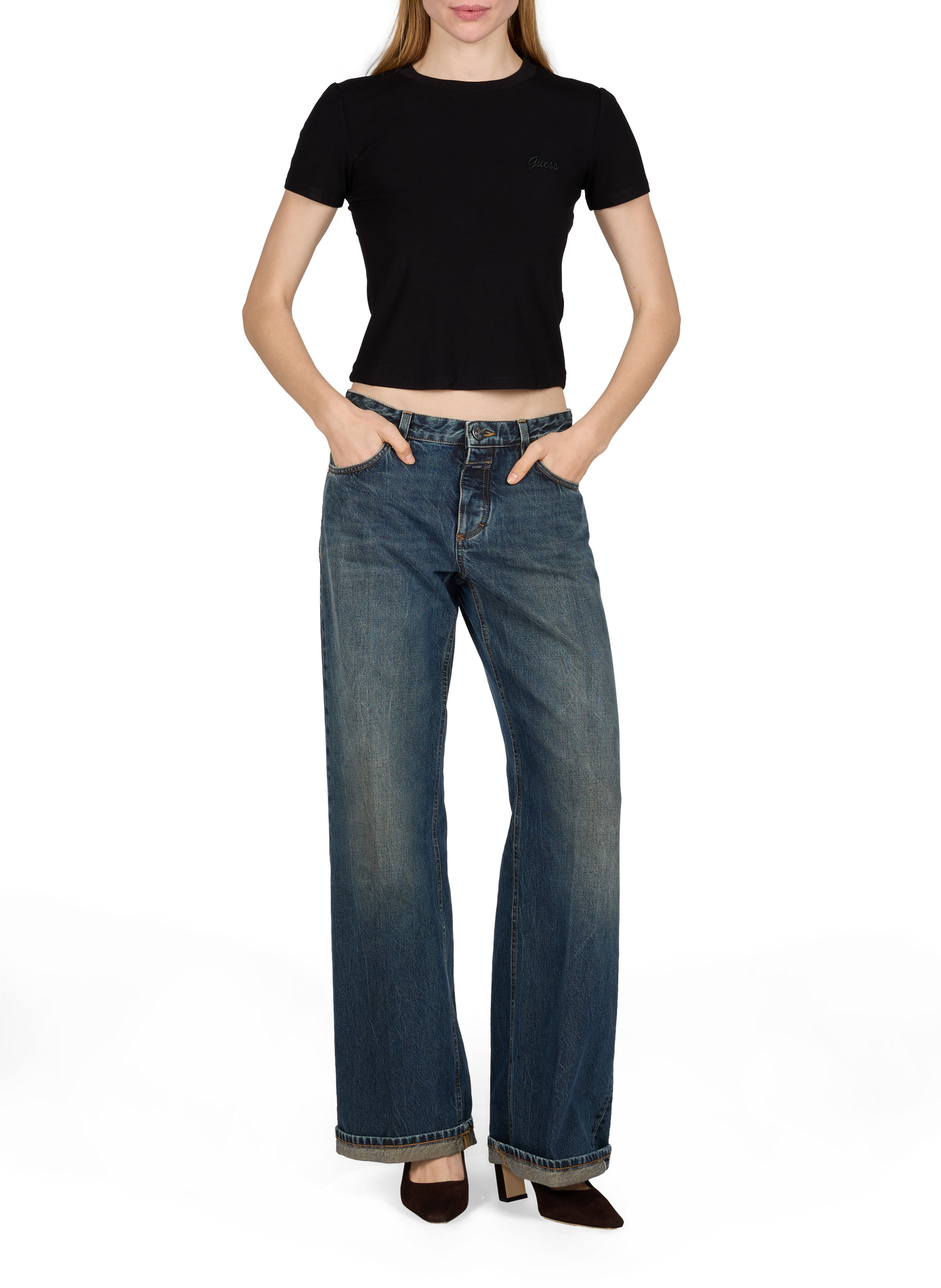 CHARA plain crew-neck T-shirt GUESS Black