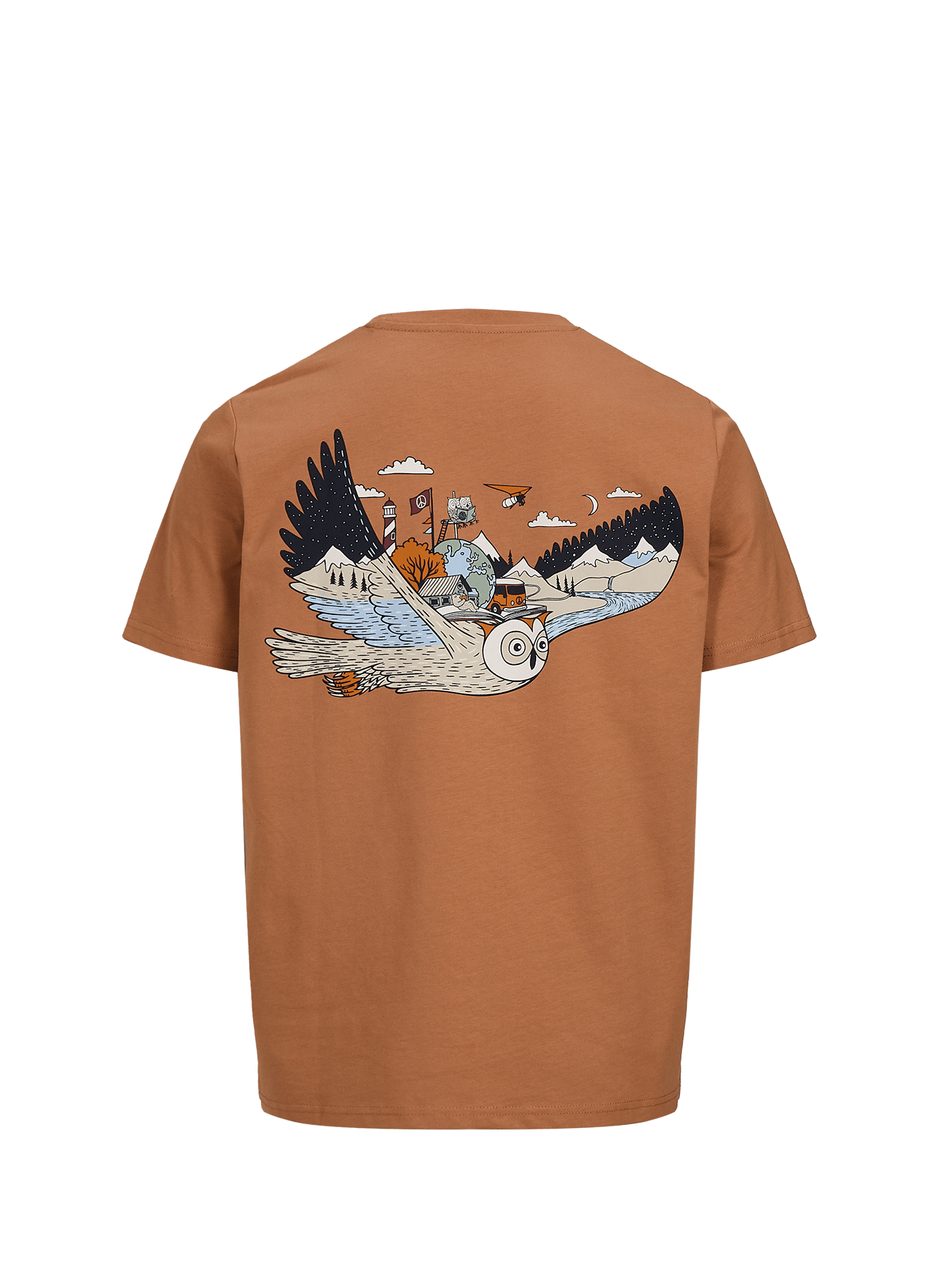 Short-sleeved cotton logo T-shirt KNOWLEDGE COTTON Orange