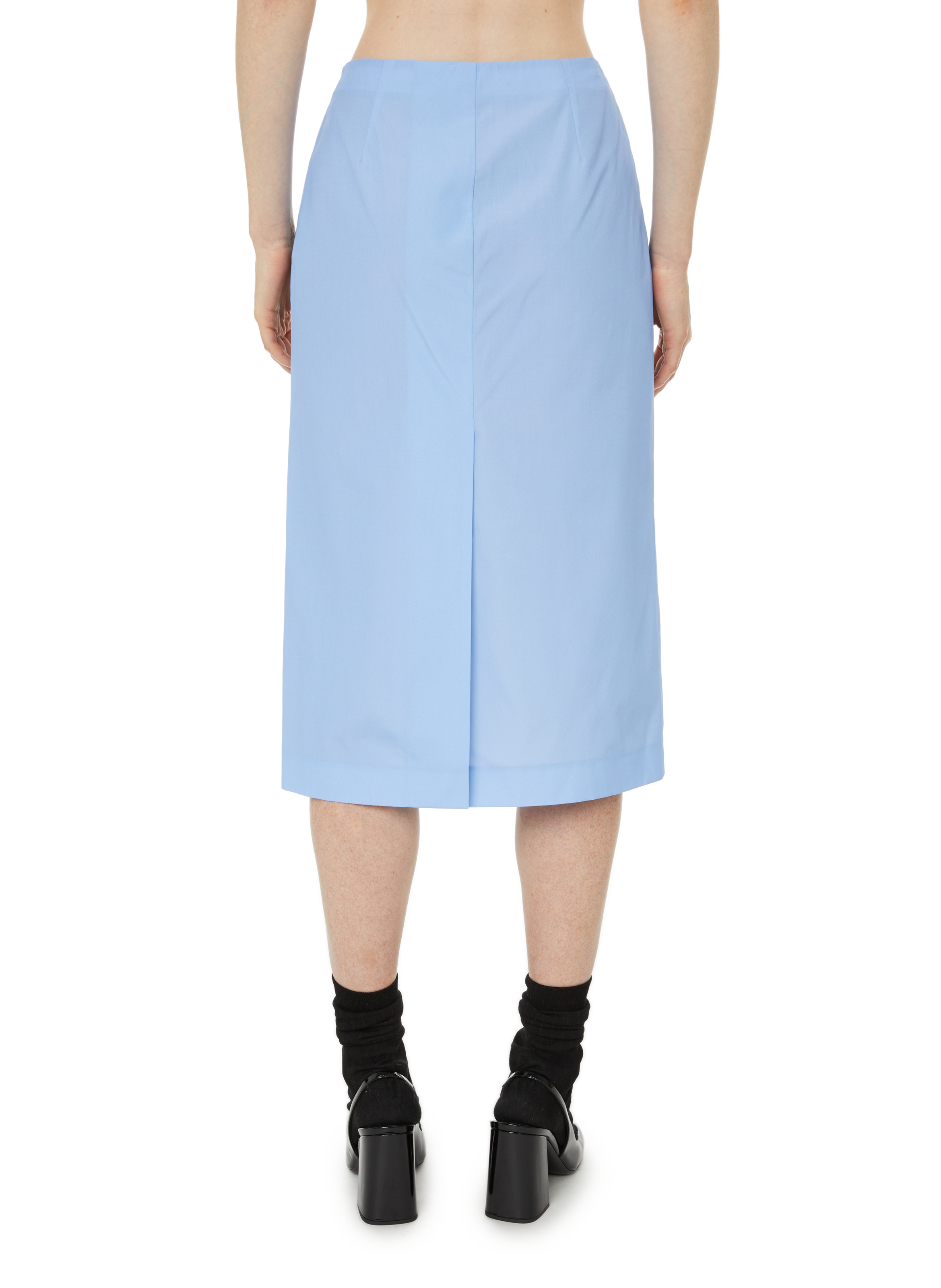 Jupe crayon en coton PRADA Bleu