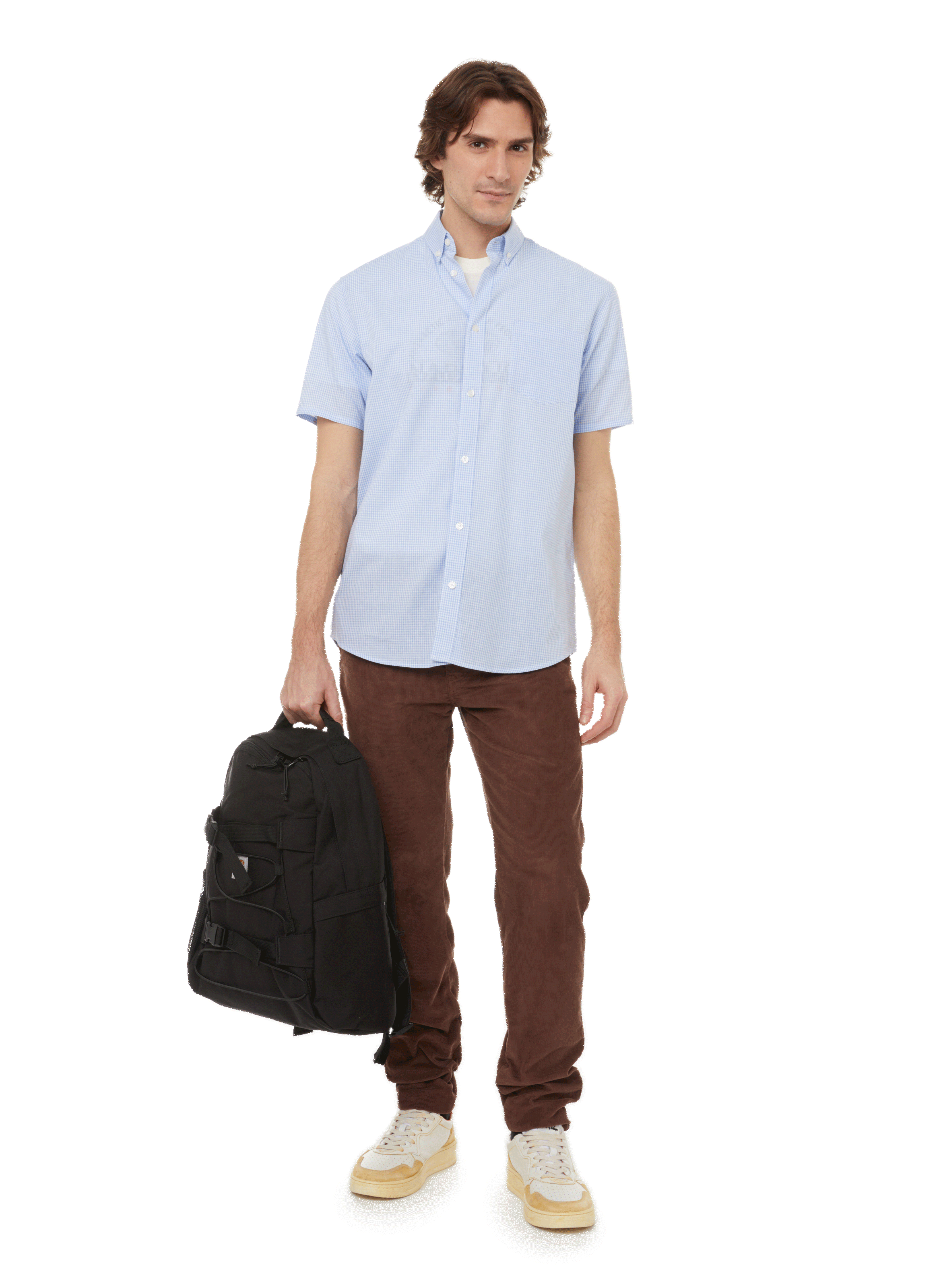 Short-sleeved check shirt AU PRINTEMPS PARIS Blue