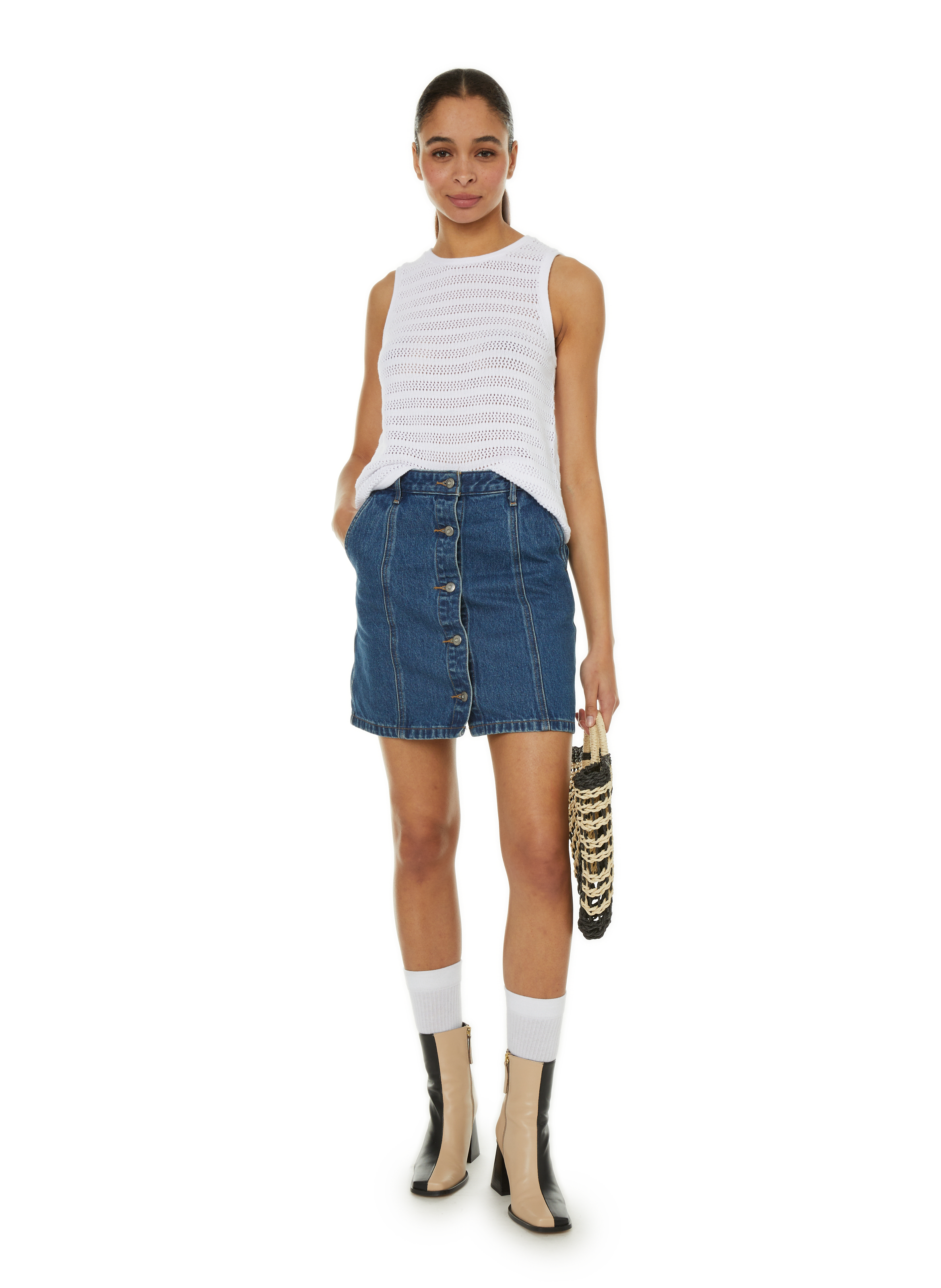 Sac de plage tressé AU PRINTEMPS PARIS Bleu