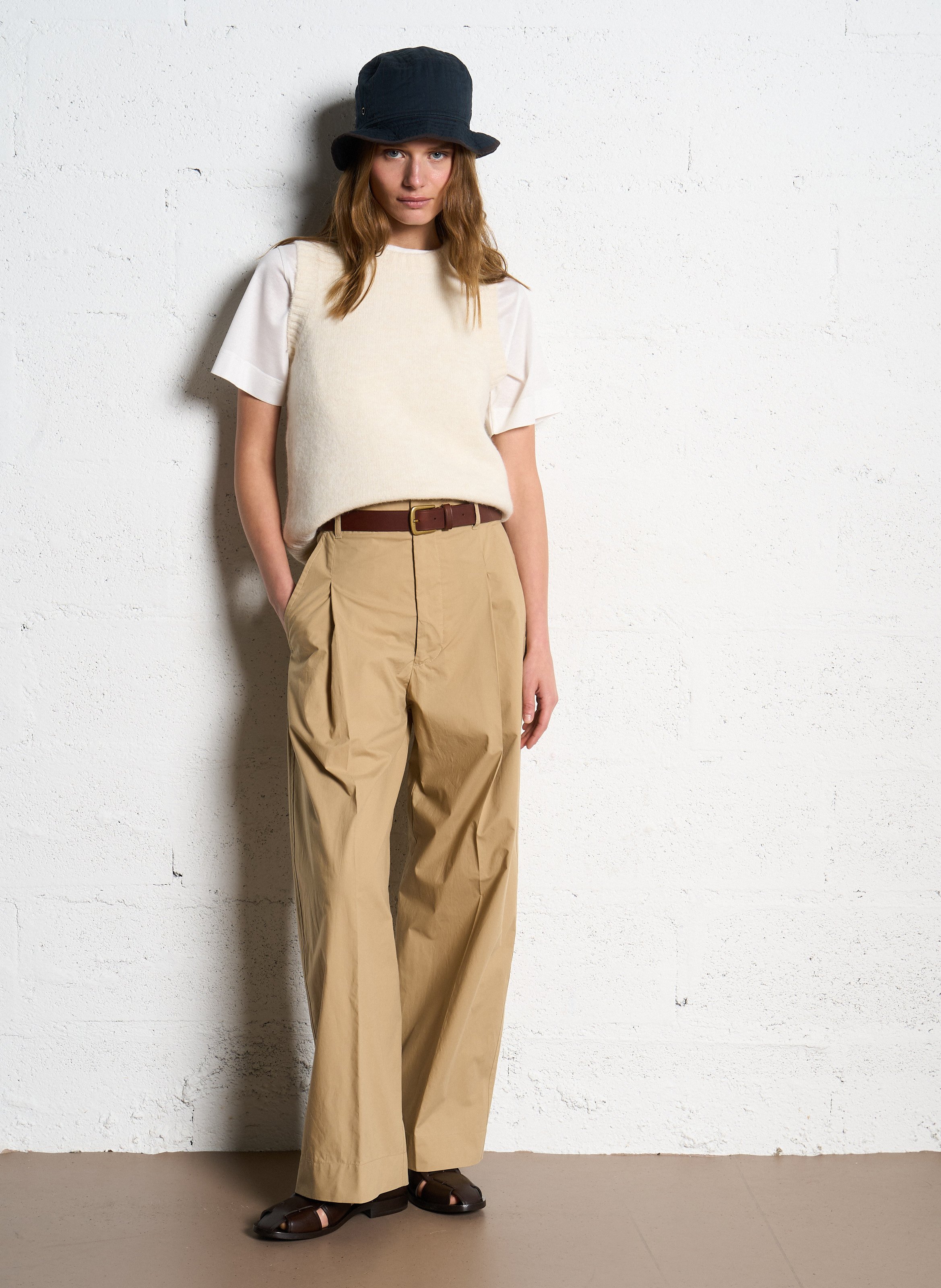 Tee shirt à col rond en coton basic SOEUR Blanc