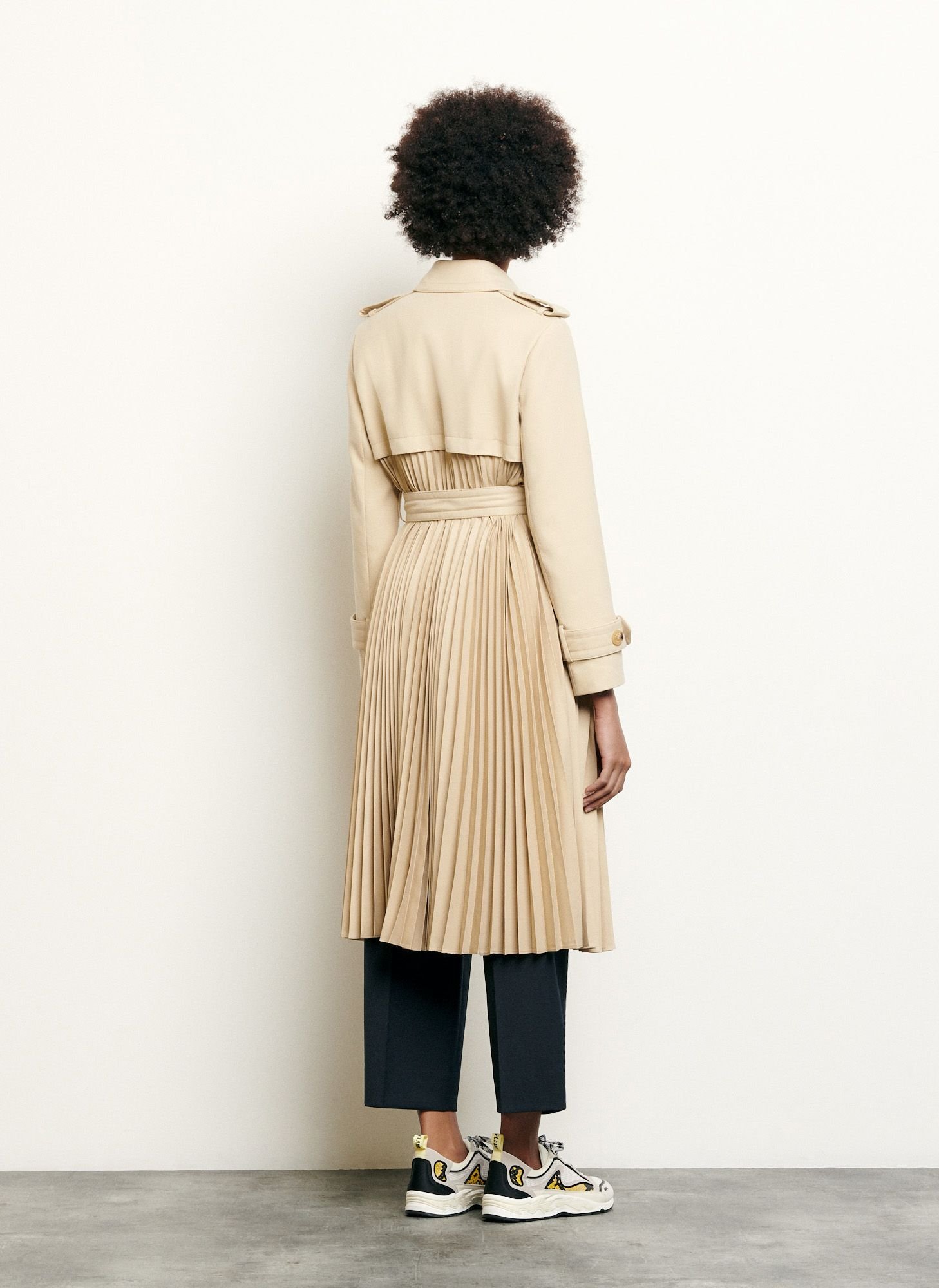 Trench midi plissé SANDRO Beige