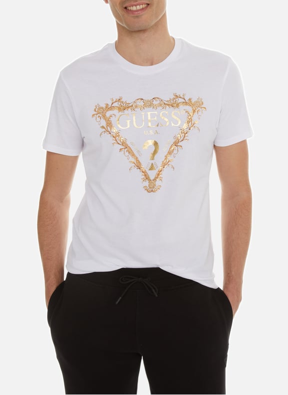 T-shirt imprimé en coton mélangé Blanc by GUESS GUESS T-shirt imprimé en coton mélangé Blanc
