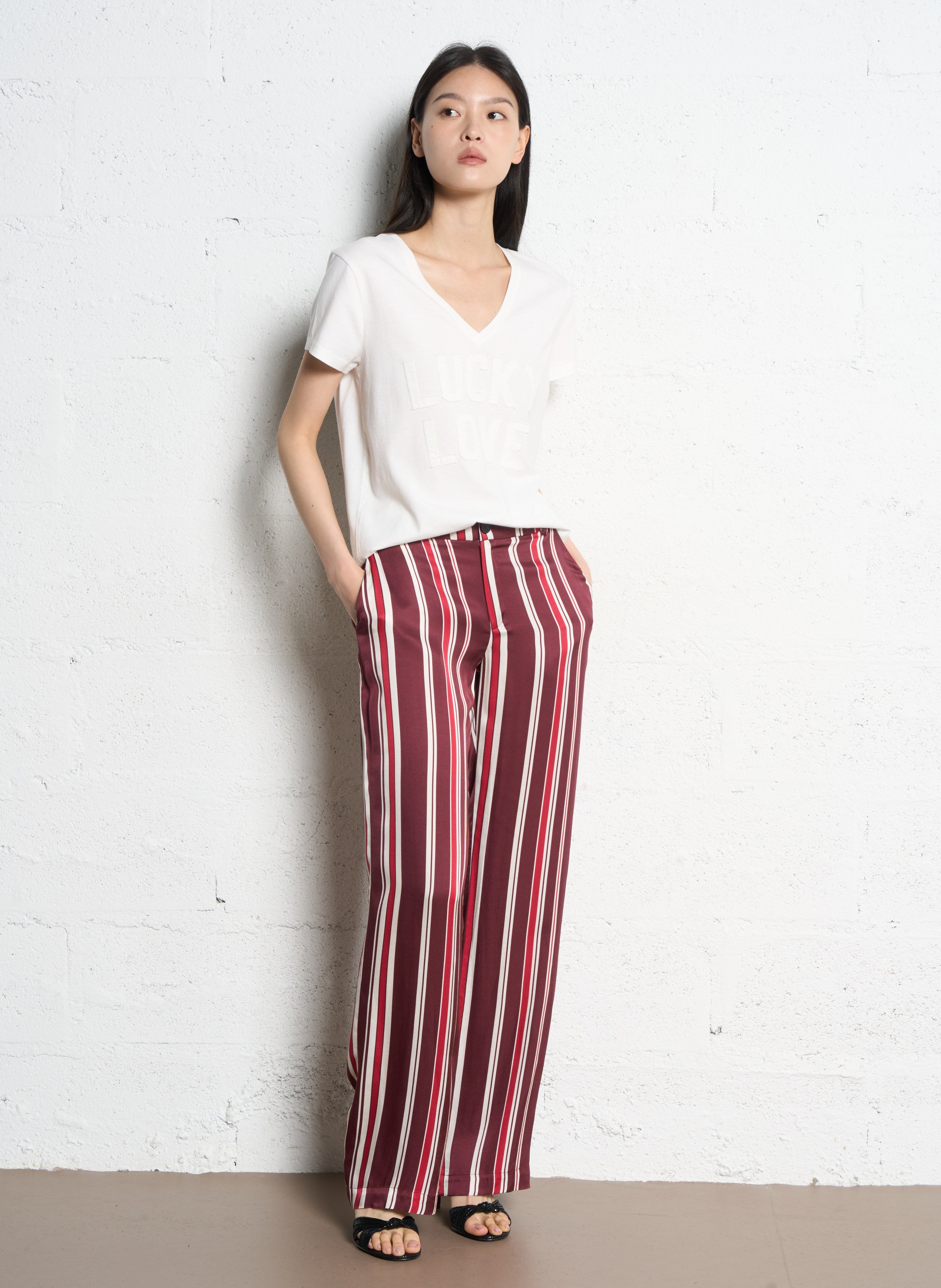 Tee-shirt col v en coton IKKS Blanc