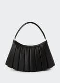 Grand sac Lenglen porté épaule plissé en cuir LENGLEN BAG Noir