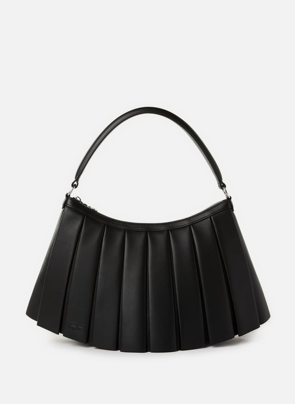 Pleated leather shoulder bag Black by LACOSTE LACOSTE Pleated leather shoulder bag Black