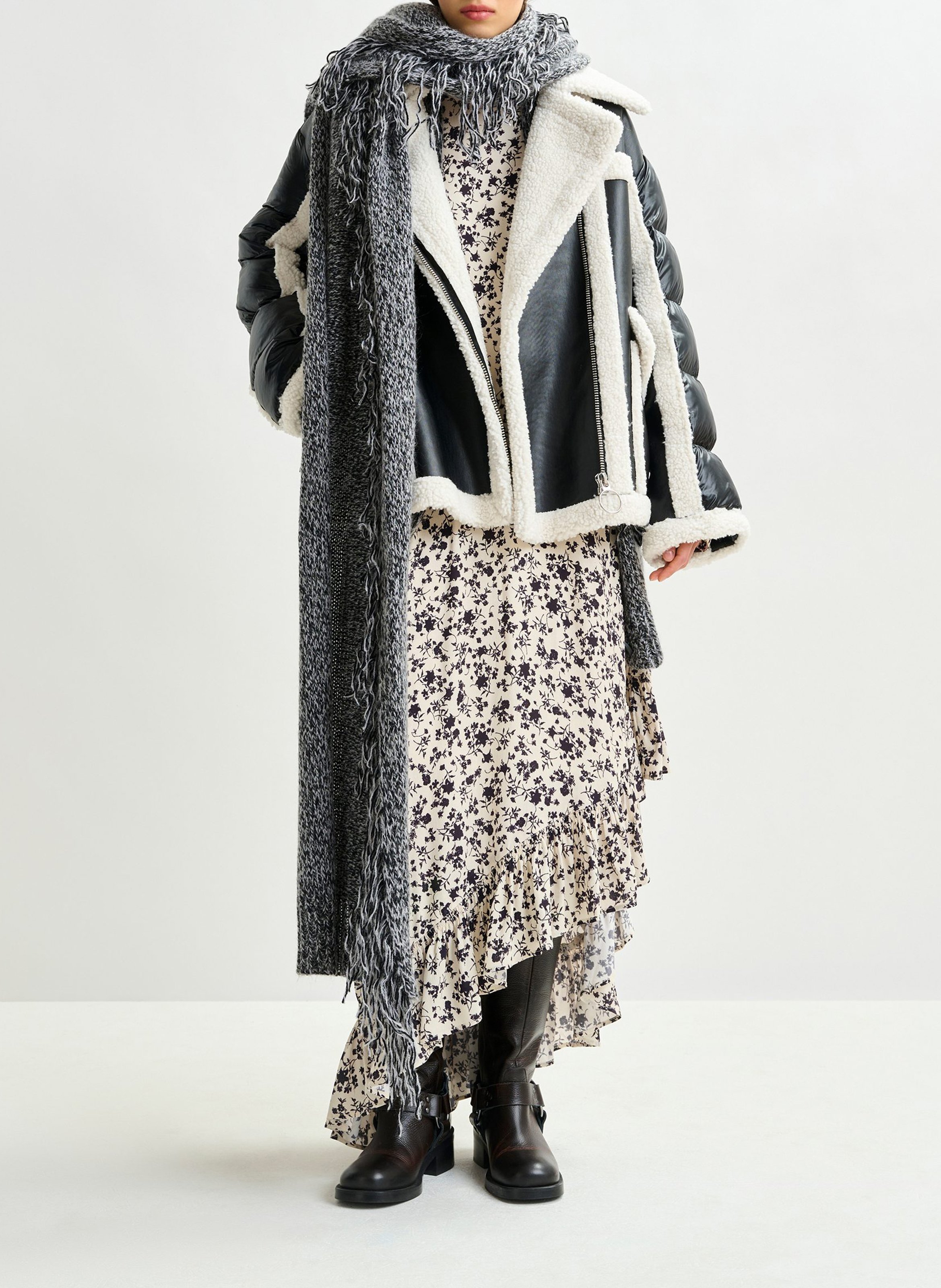 Veste col tailleur en shearling ifie ESSENTIEL ANTWERP Noir