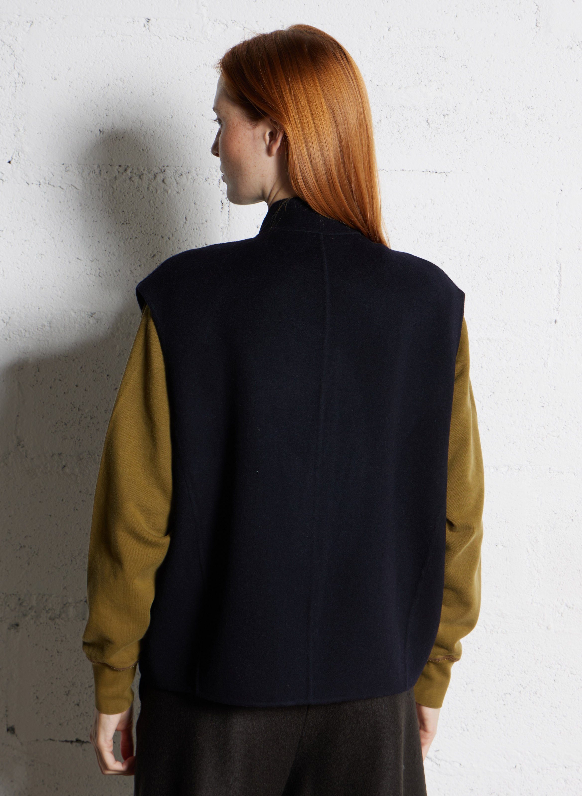 Blouson court sans manches en laine mélangée adeline SOEUR Bleu