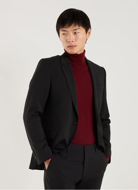 Blazer uni en laine mélangé Noir by AU PRINTEMPS PARIS AU PRINTEMPS PARIS Blazer uni en laine mélangé Noir