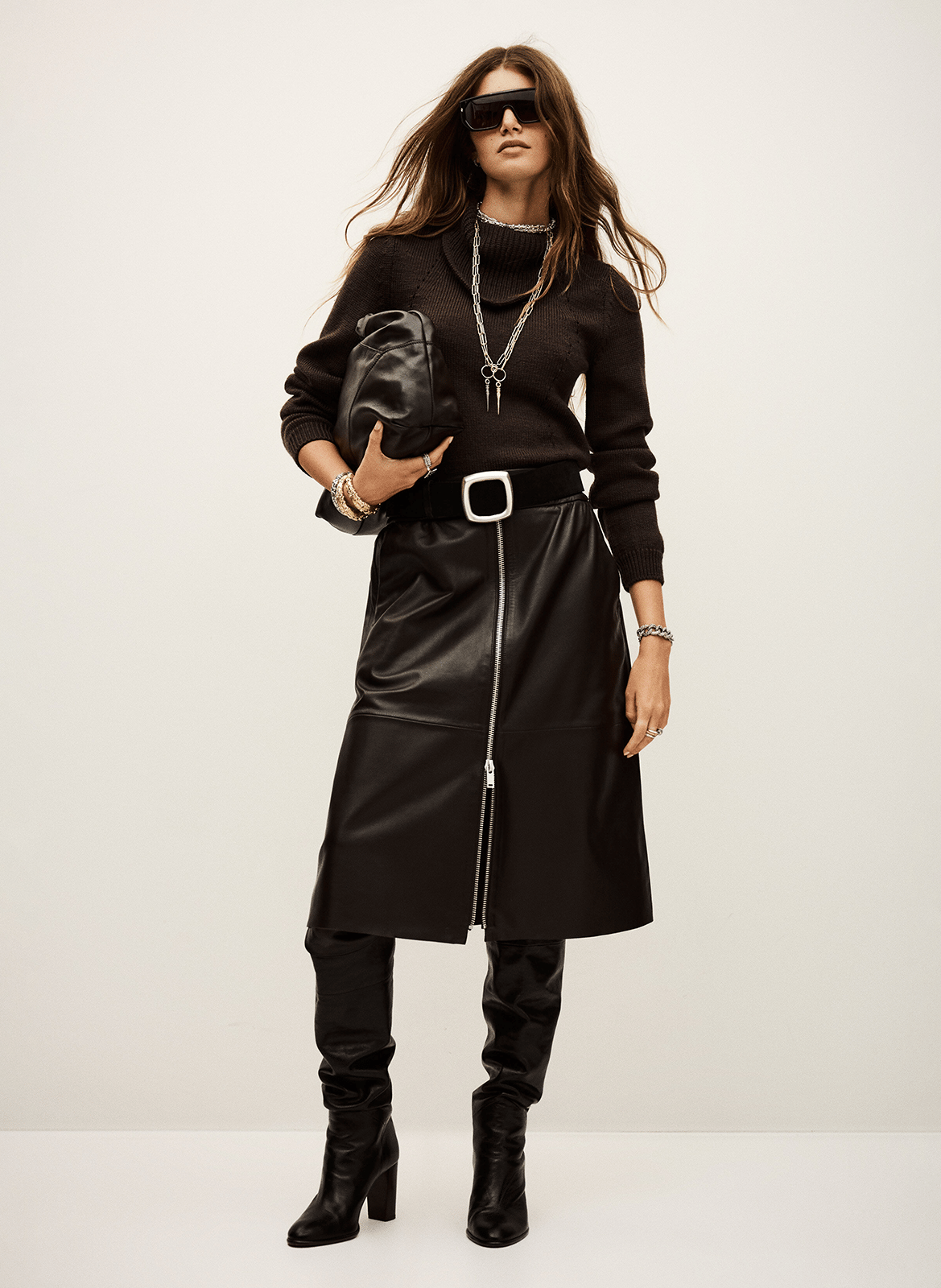 Pull col montant en laine ledy BA&SH Marron