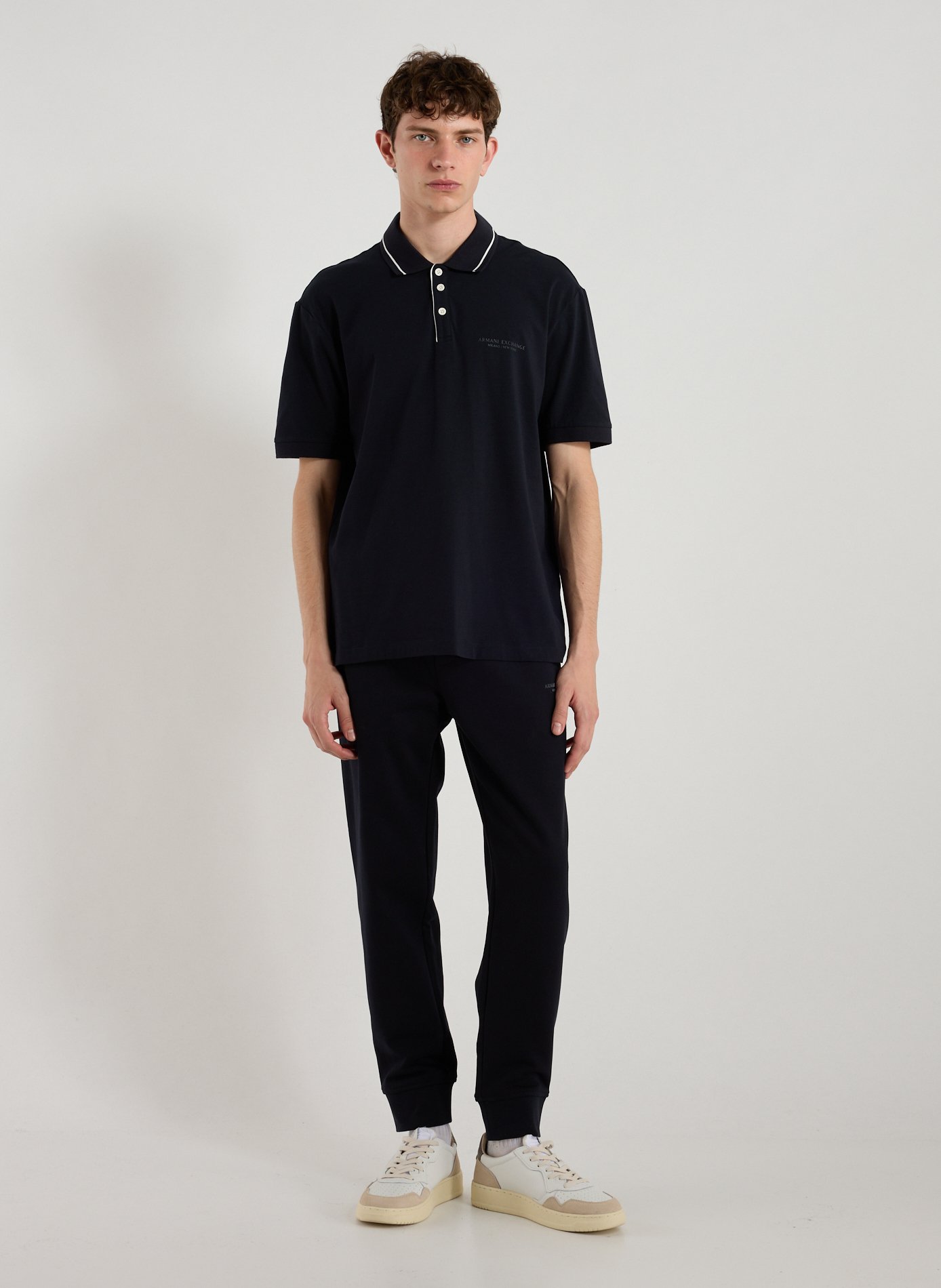 Solid color blended cotton polo ARMANI EXCHANGE Blue