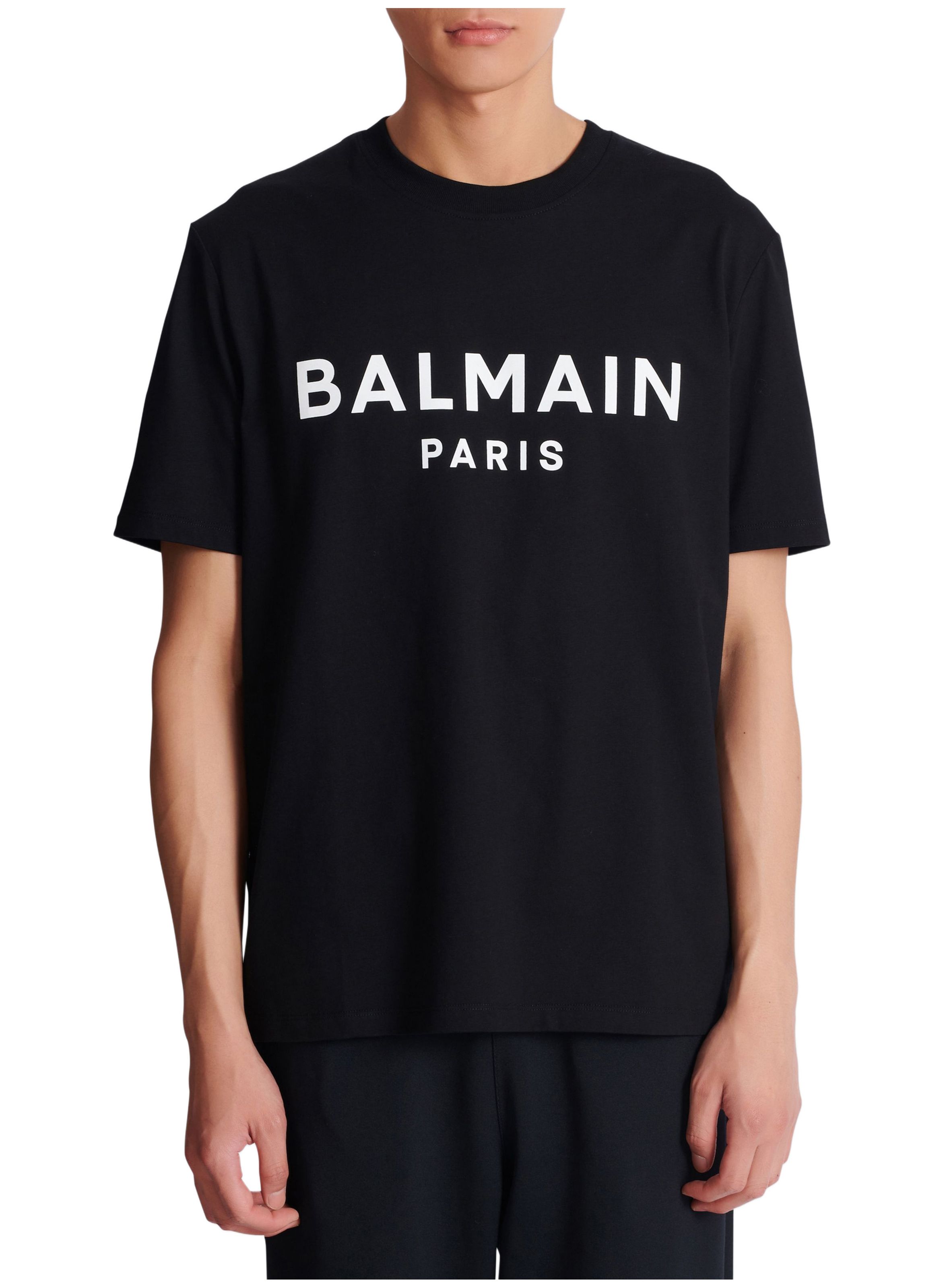 T-shirt en coton à imprimé BALMAIN Noir