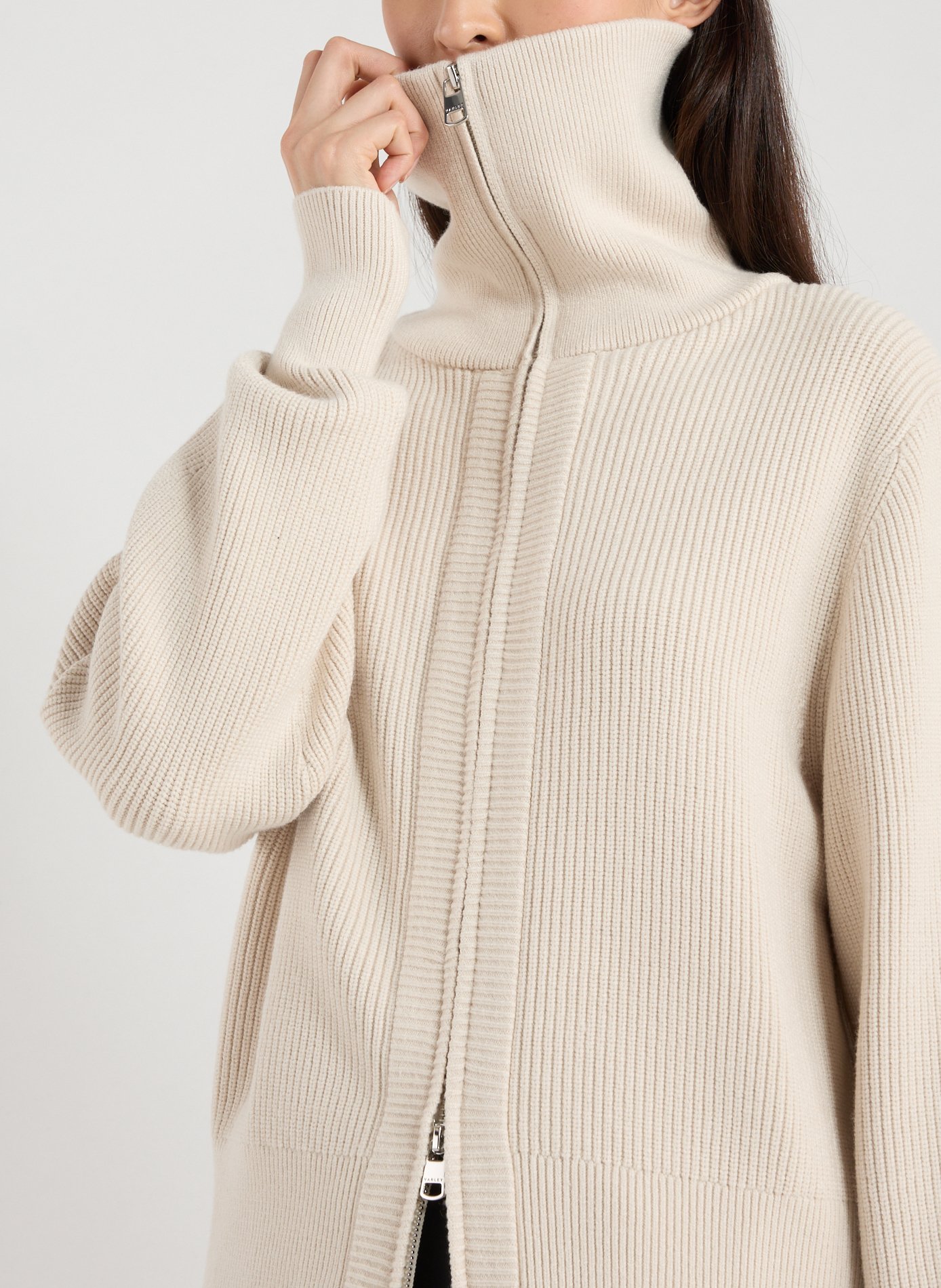 Ribbed turtleneck vest VARLEY Beige
