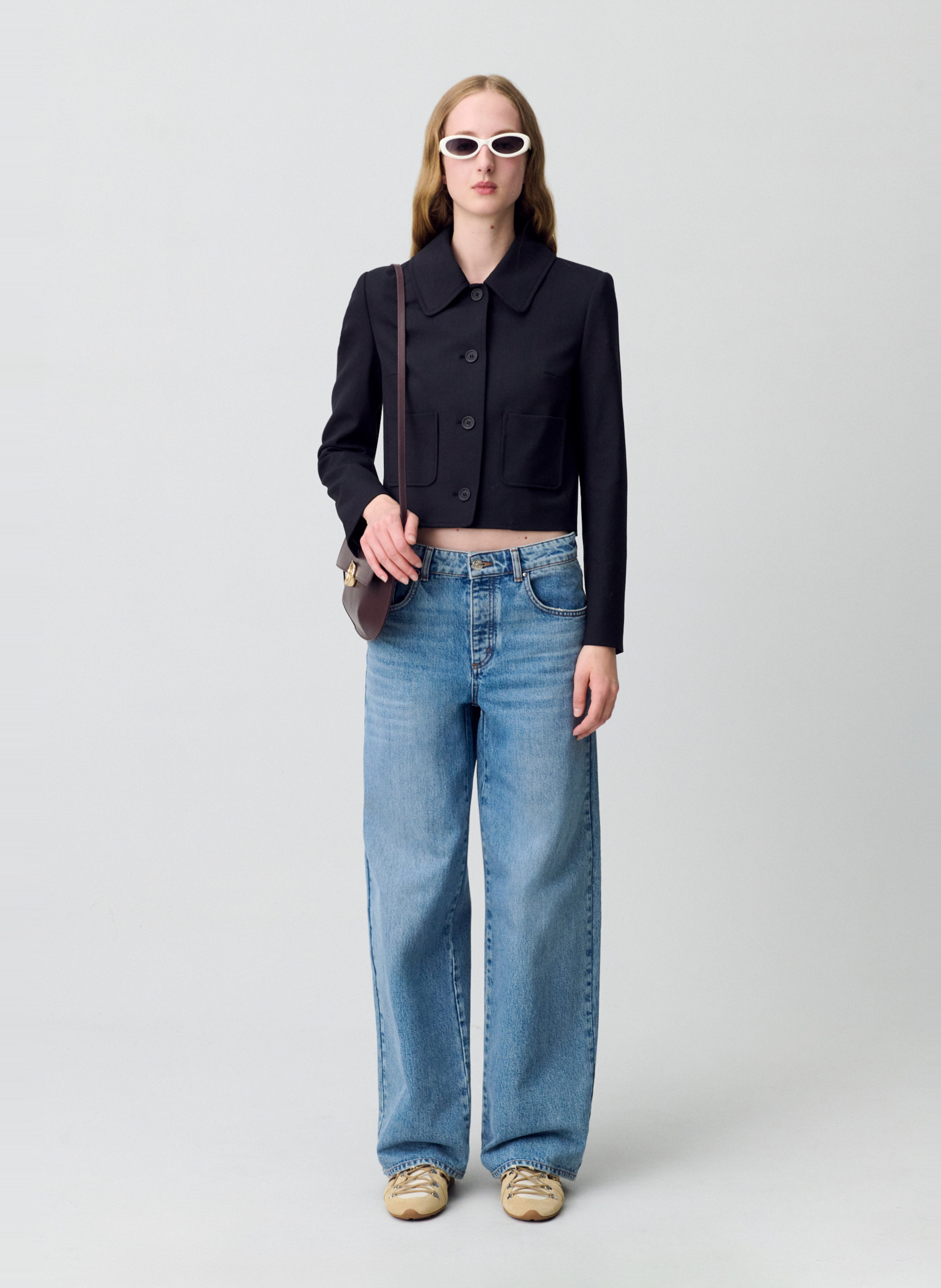 Veste col classique en laine mélangée CLAUDIE PIERLOT Noir