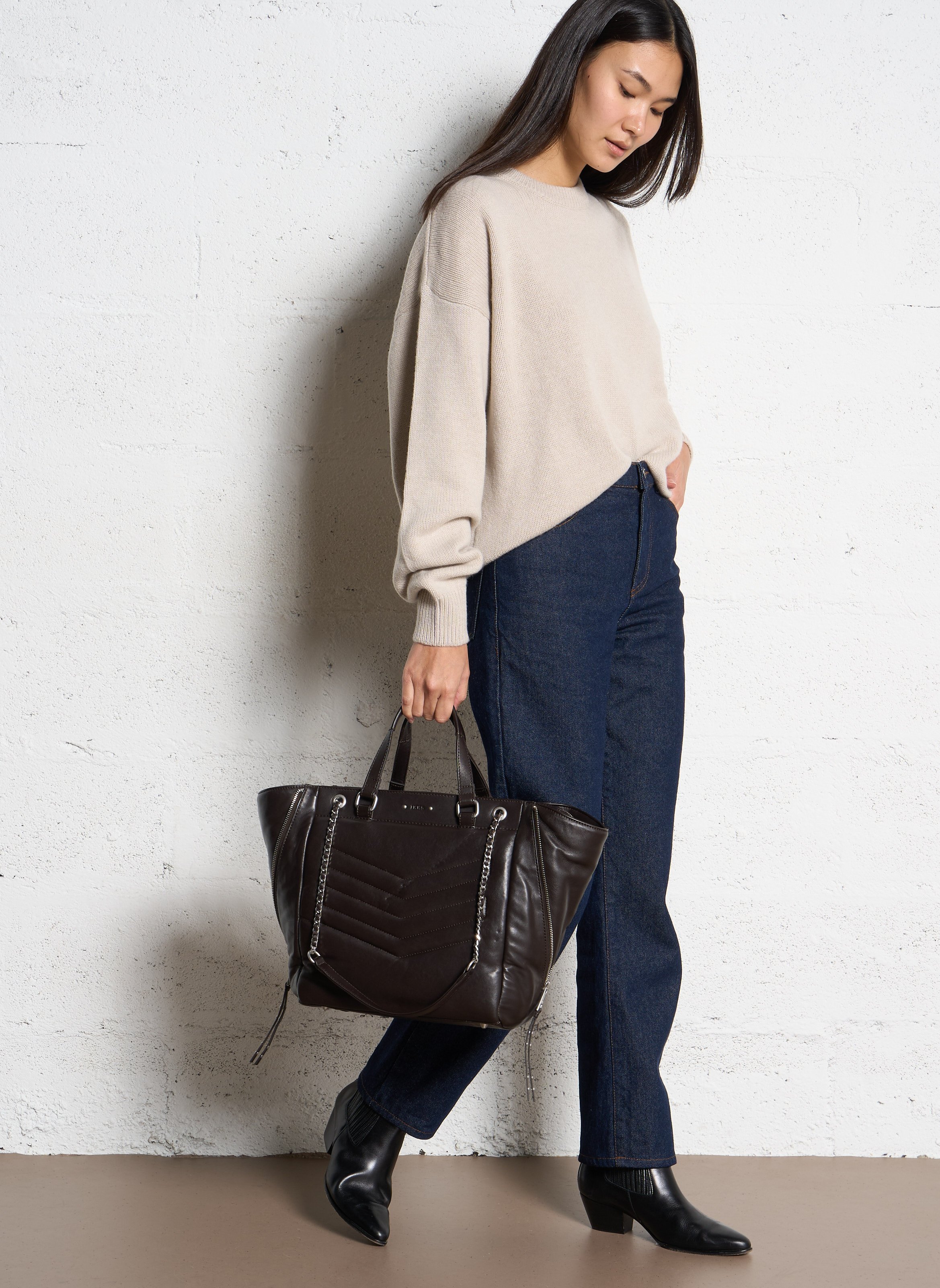 Sac porté épaule en cuir 1440 l IKKS Marron