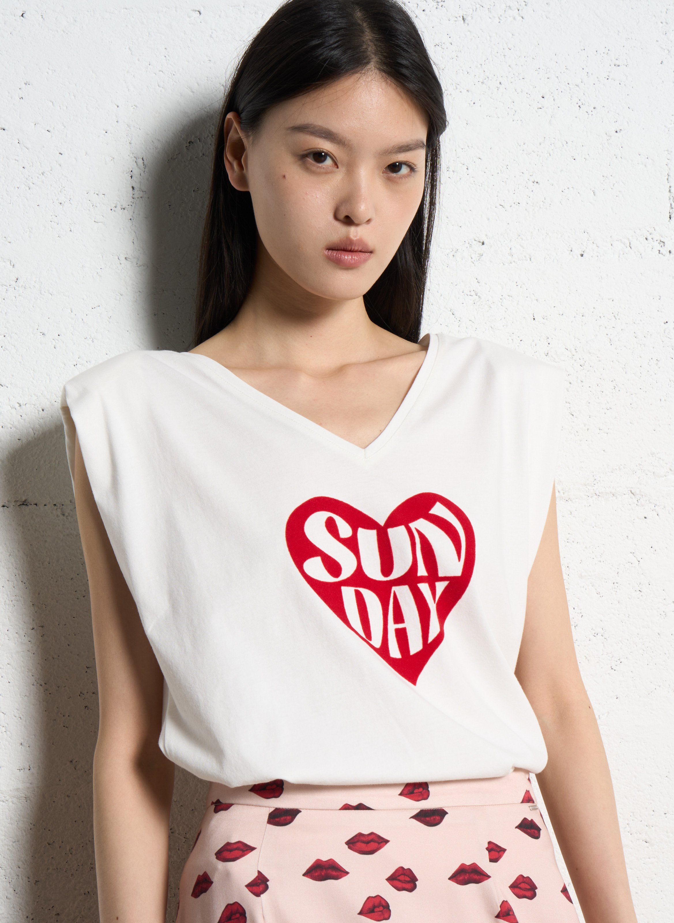 Tee-shirt col v en coton IKKS Blanc