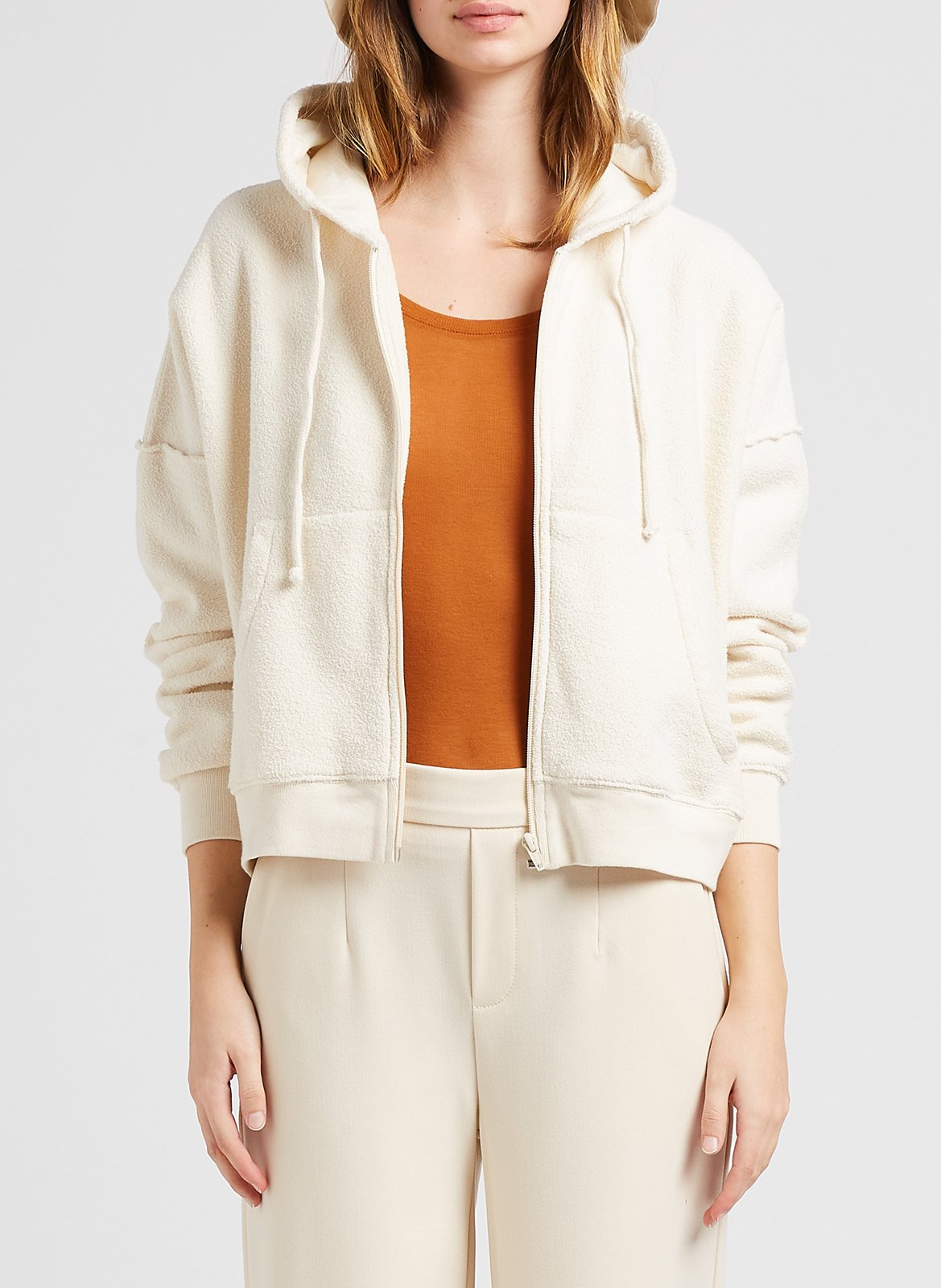 Sweat à capuche en coton bio bobypark AMERICAN VINTAGE Beige