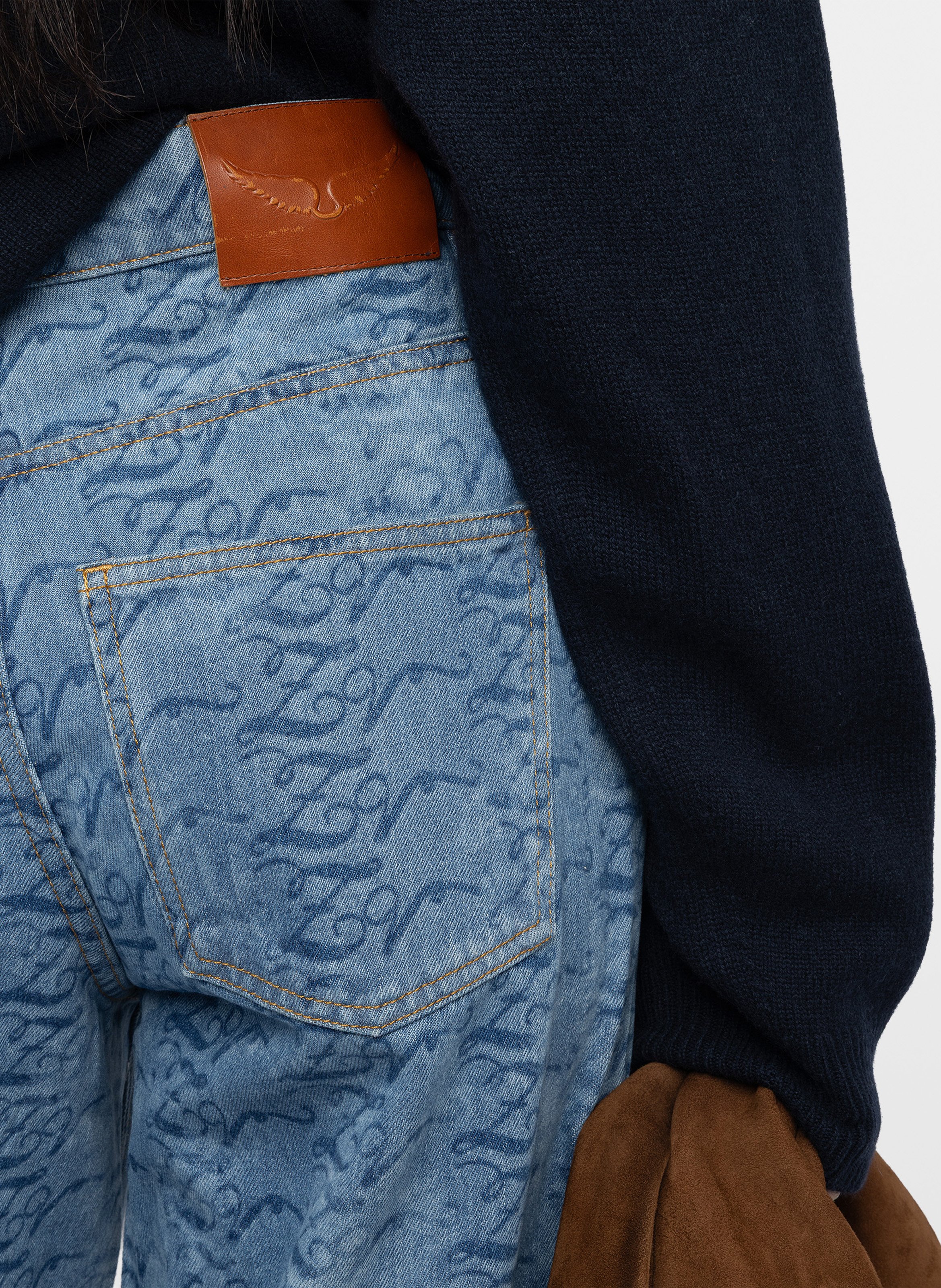 Jean évasé monogrammes en coton ete ZADIG&VOLTAIRE Bleu