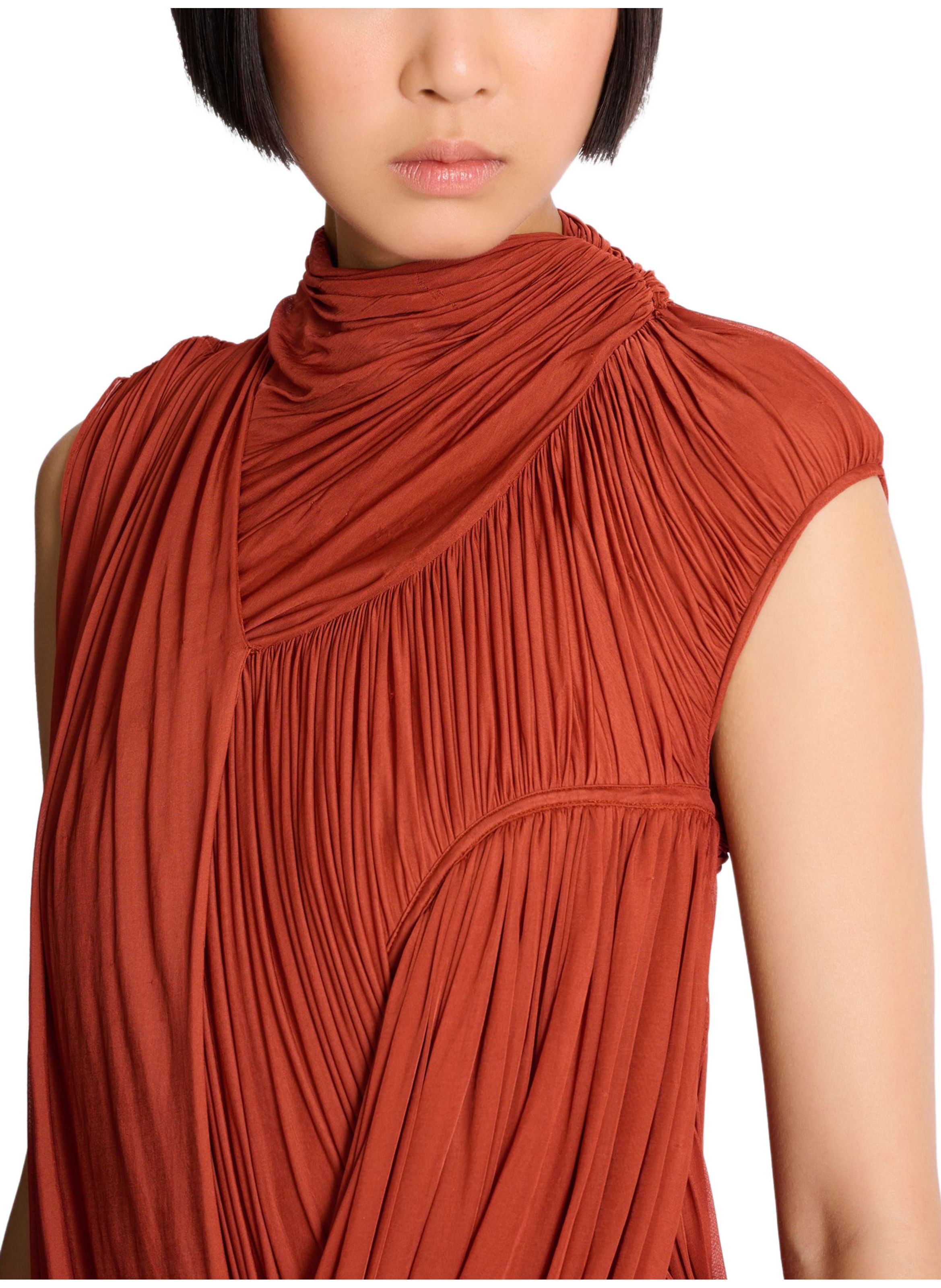 Robe drapée en jersey fluide BALMAIN Rouge