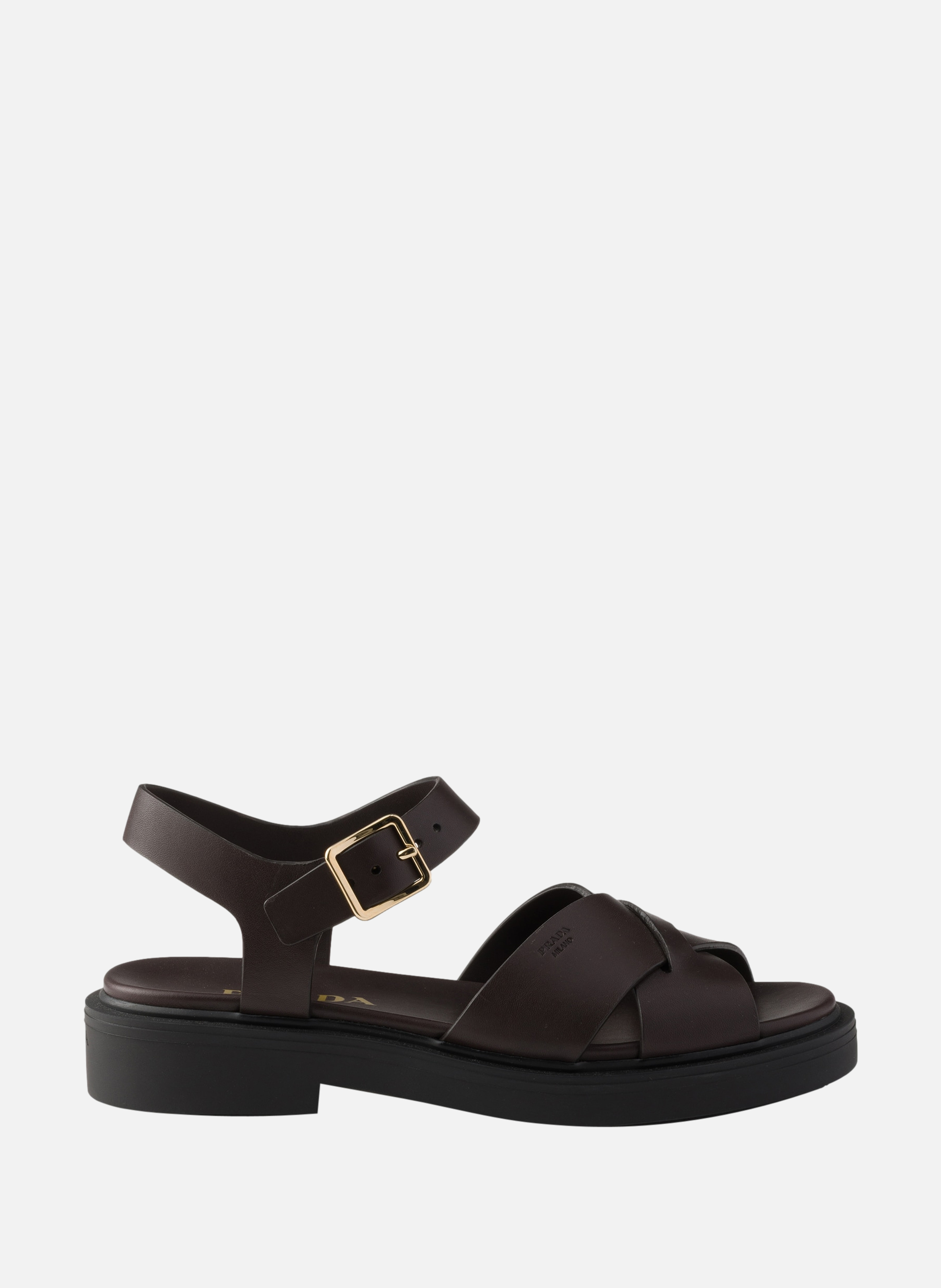 Sandales en cuir PRADA Marron