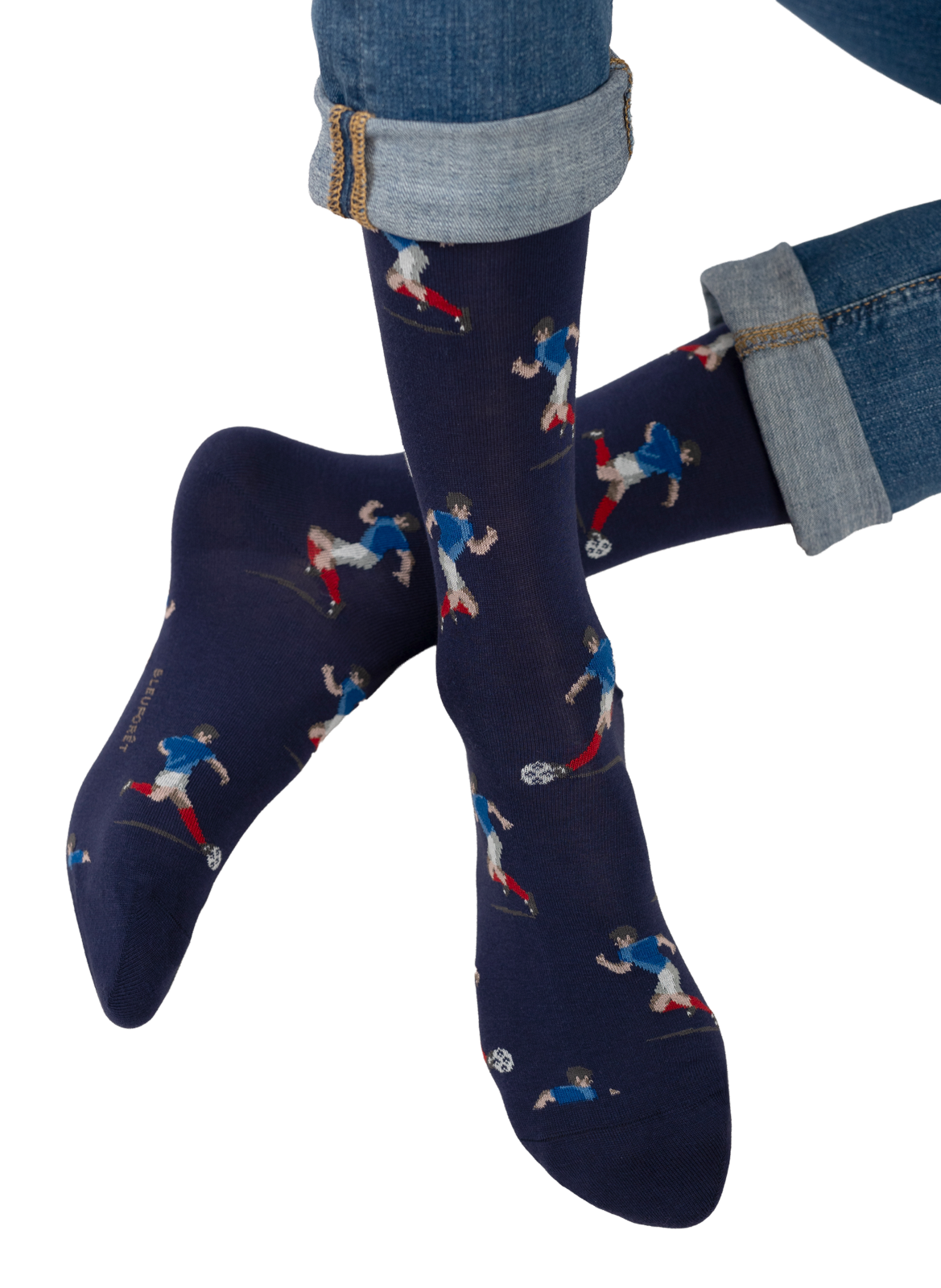 Mid-high football players socks BLEUFORÊT Blue