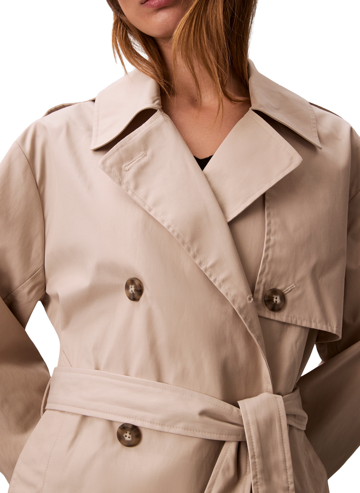 Halflange trenchcoat van katoenmix CALVIN KLEIN Beige