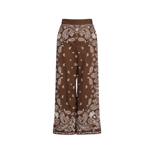 Pantalon évasé imprimé bandana en coton Pantalon évasé imprimé bandana en coton