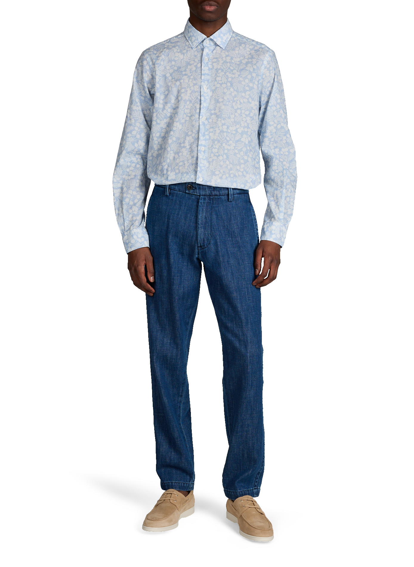 Chemise droite imprimée en coton EDEN PARK Bleu