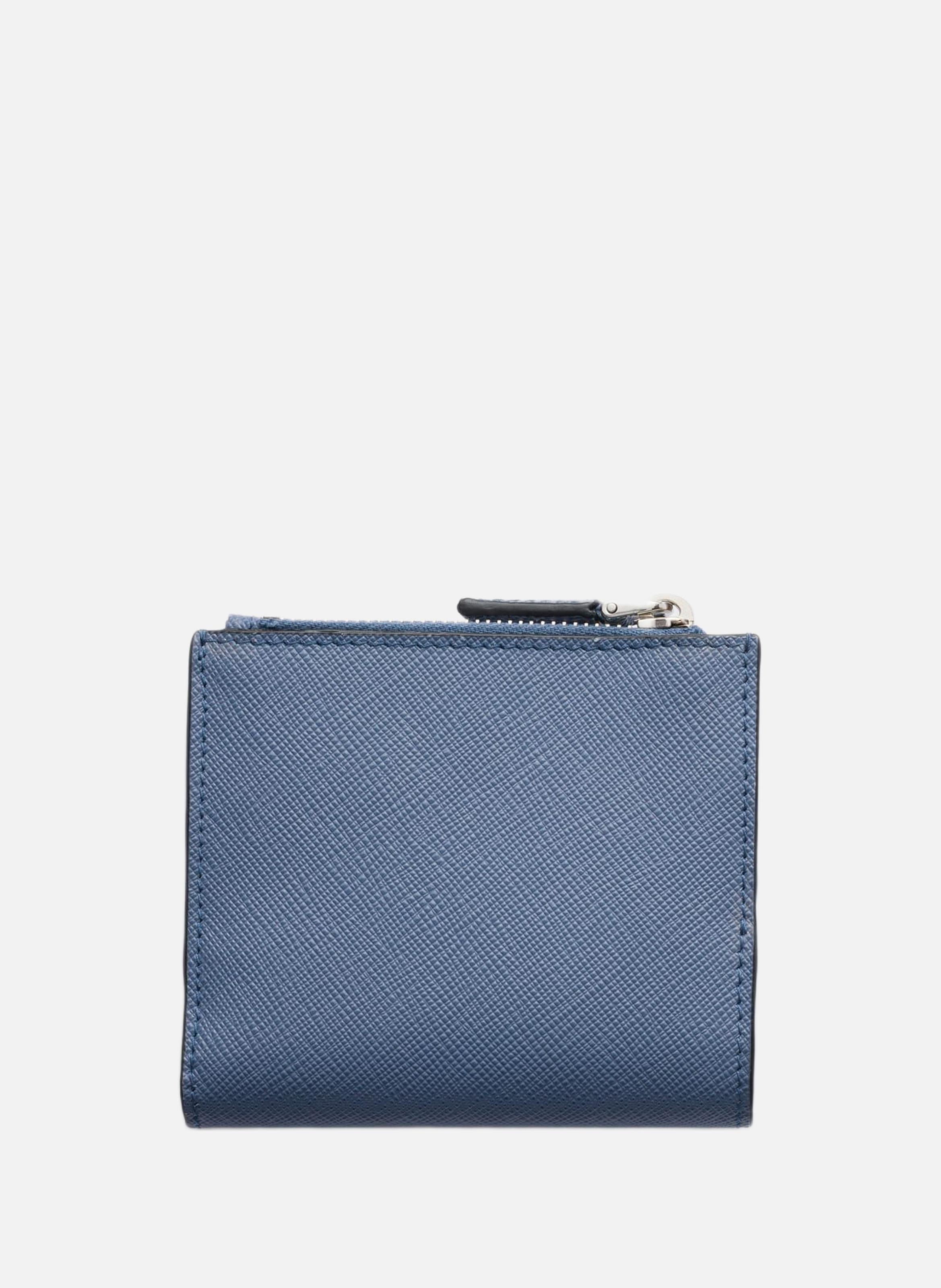 Petit portefeuille en cuir saffiano PRADA Bleu