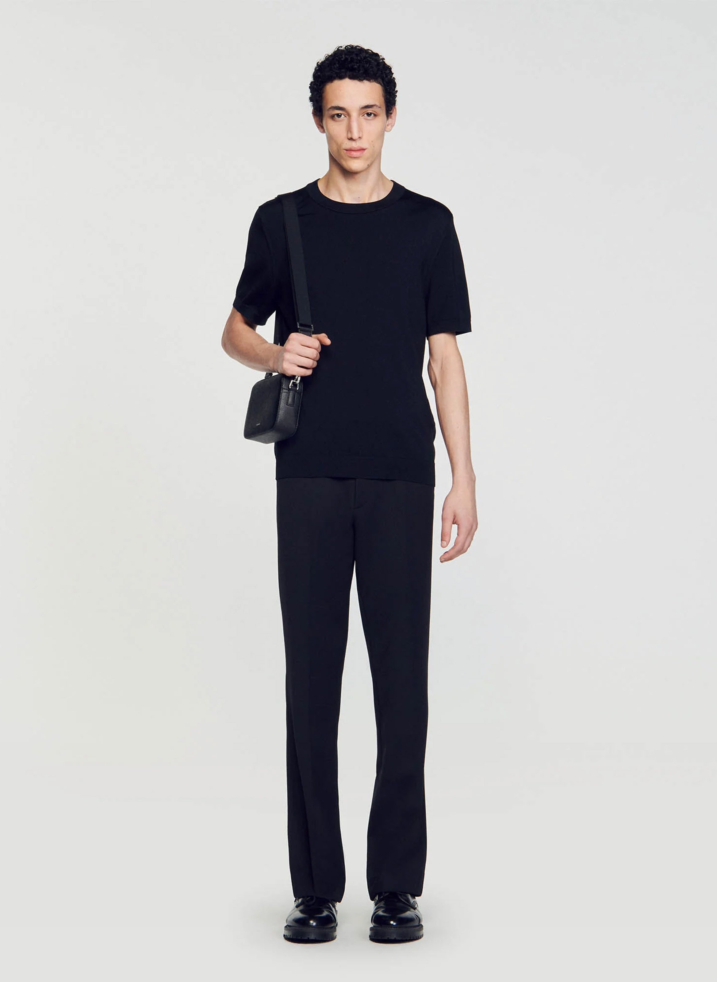 Tee-shirt col rond regular fit SANDRO Noir