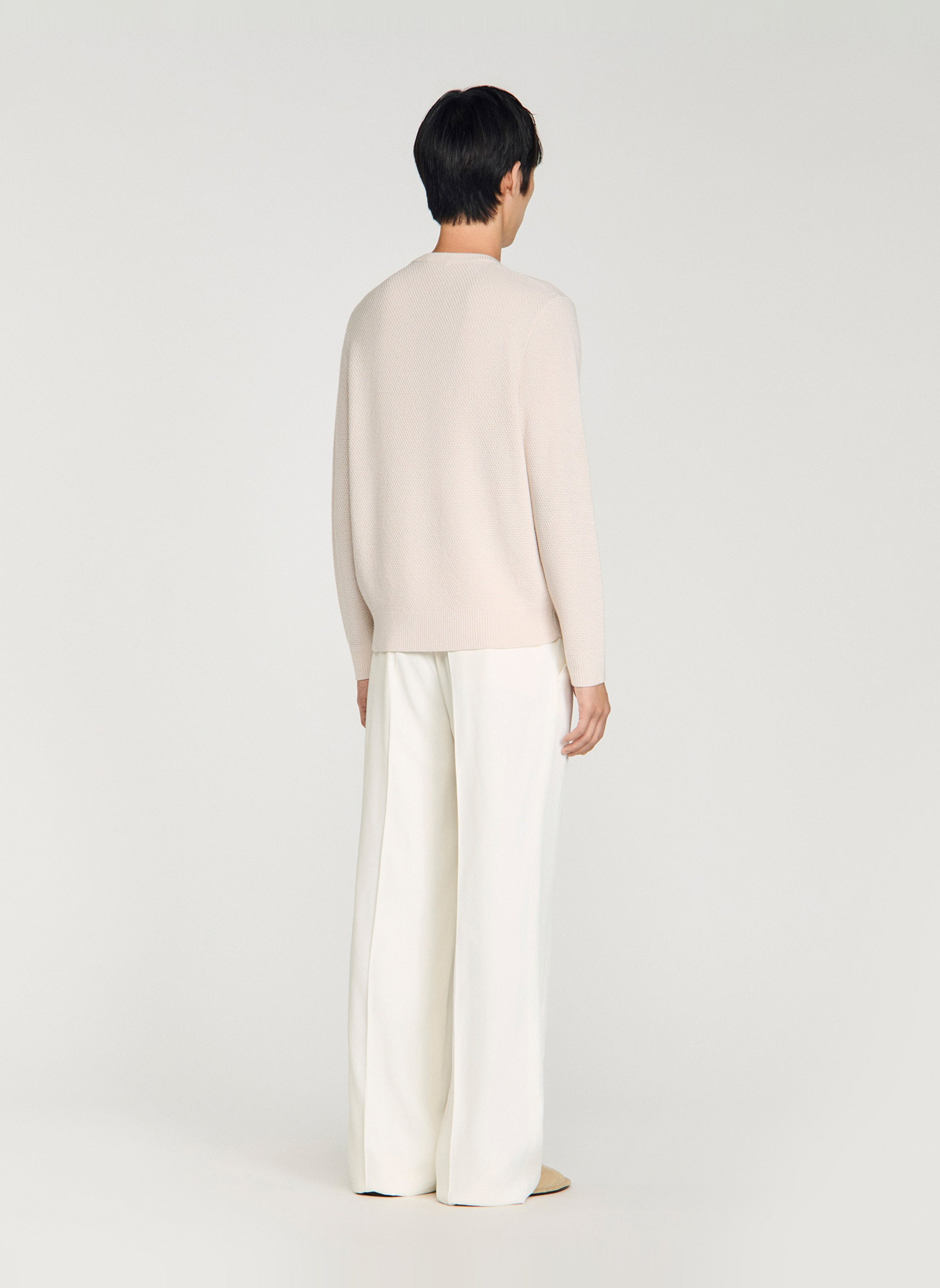 Pull droit col rond en laine | Beige SANDRO Homme