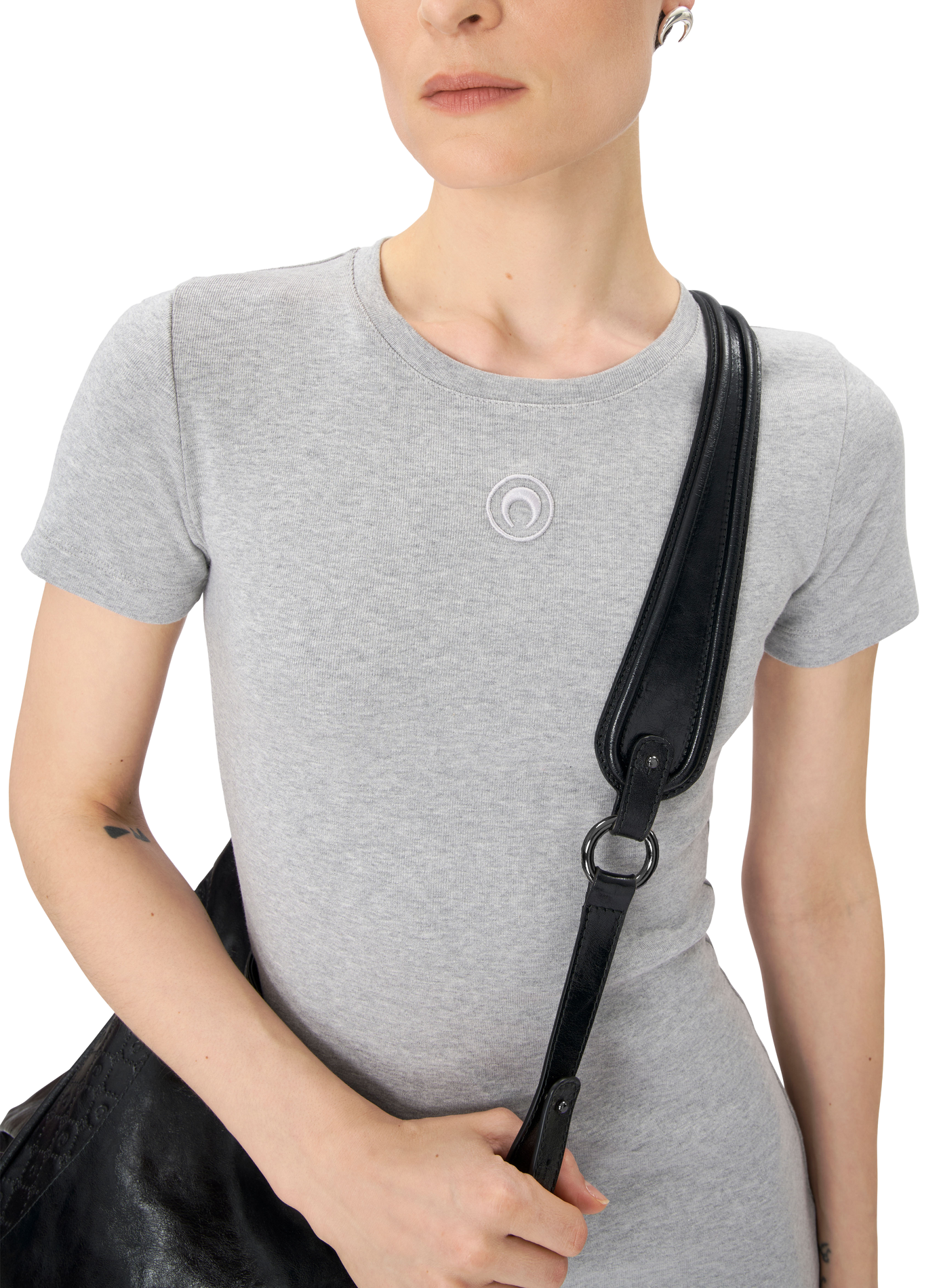 Organic cotton rib  t-shirt  dress MARINE SERRE Grey