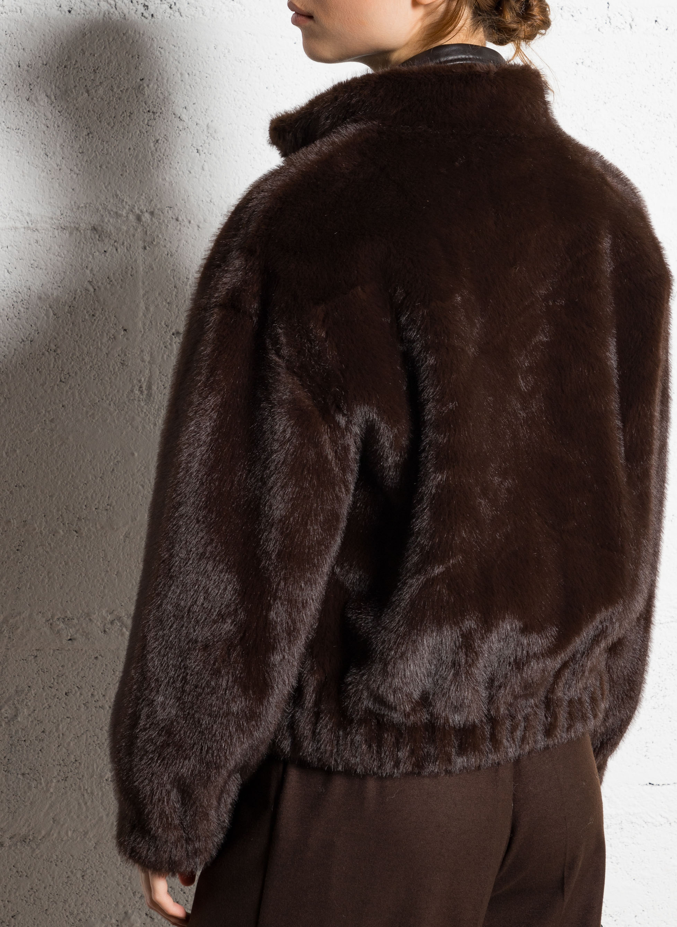 Veste ample col montant en fourrure synthétique paros BA&SH Marron