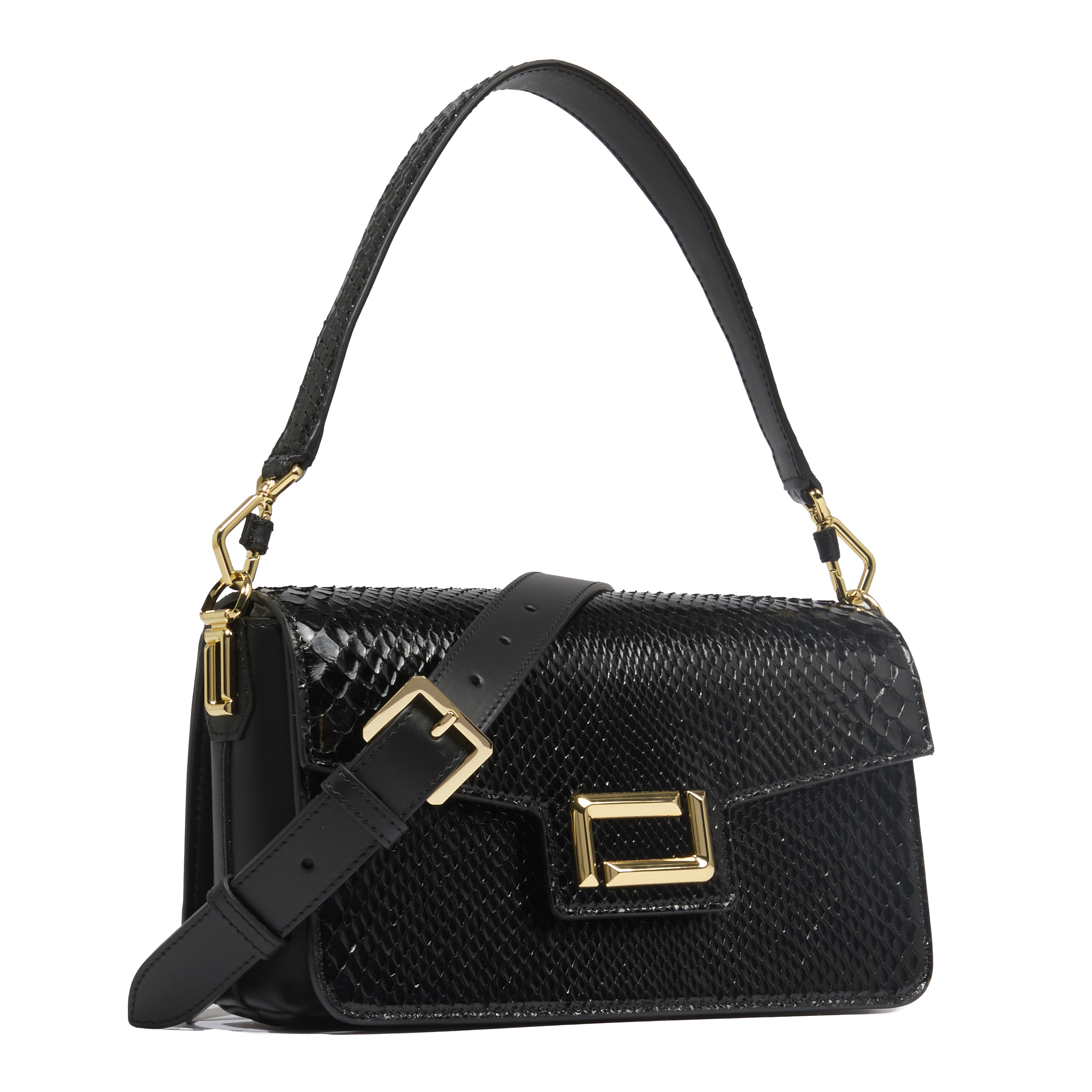 Sac rabat m angèle de lancel noir en python et cuir de vachette LANCEL Noir
