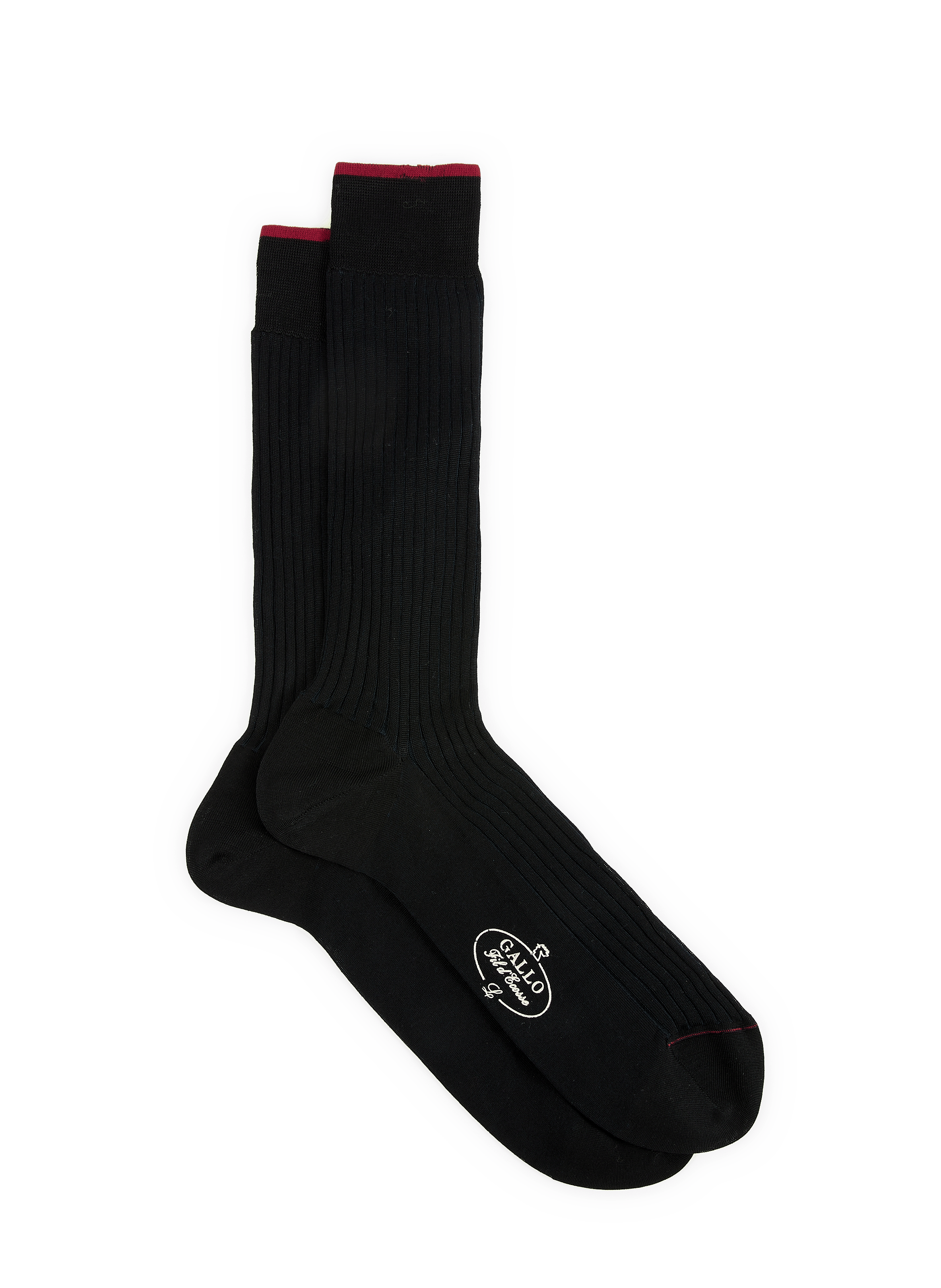 Chaussettes mi-hautes côtelé en coton GALLO Noir