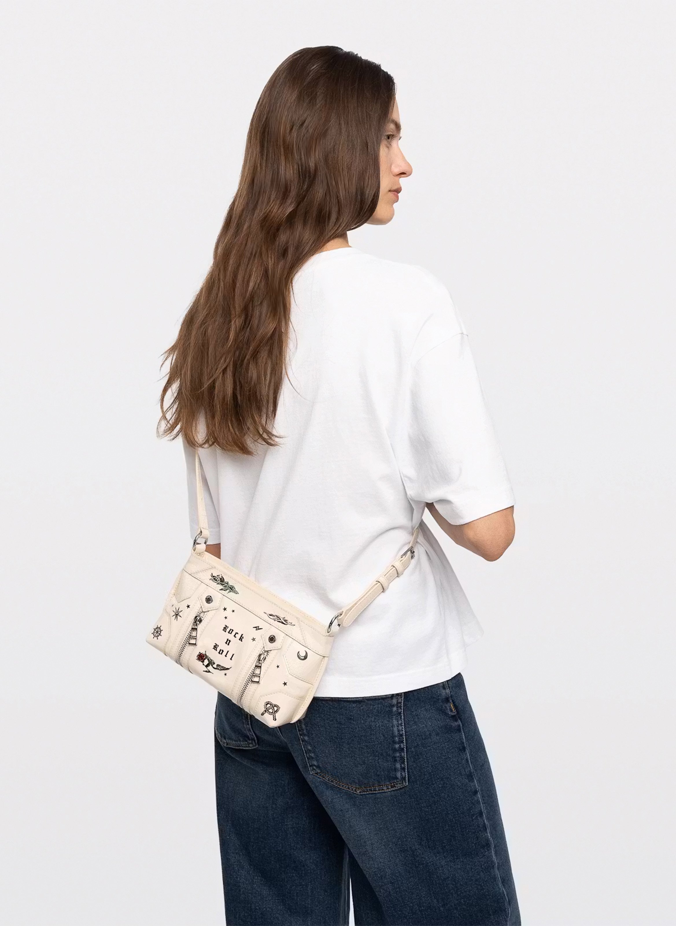 Sac bandoulière en cuir imprimé sunny mood ZADIG&VOLTAIRE Blanc