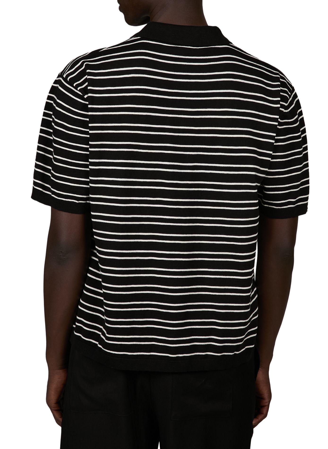 Striped polo in cotton and linen knit REPRESENT Black