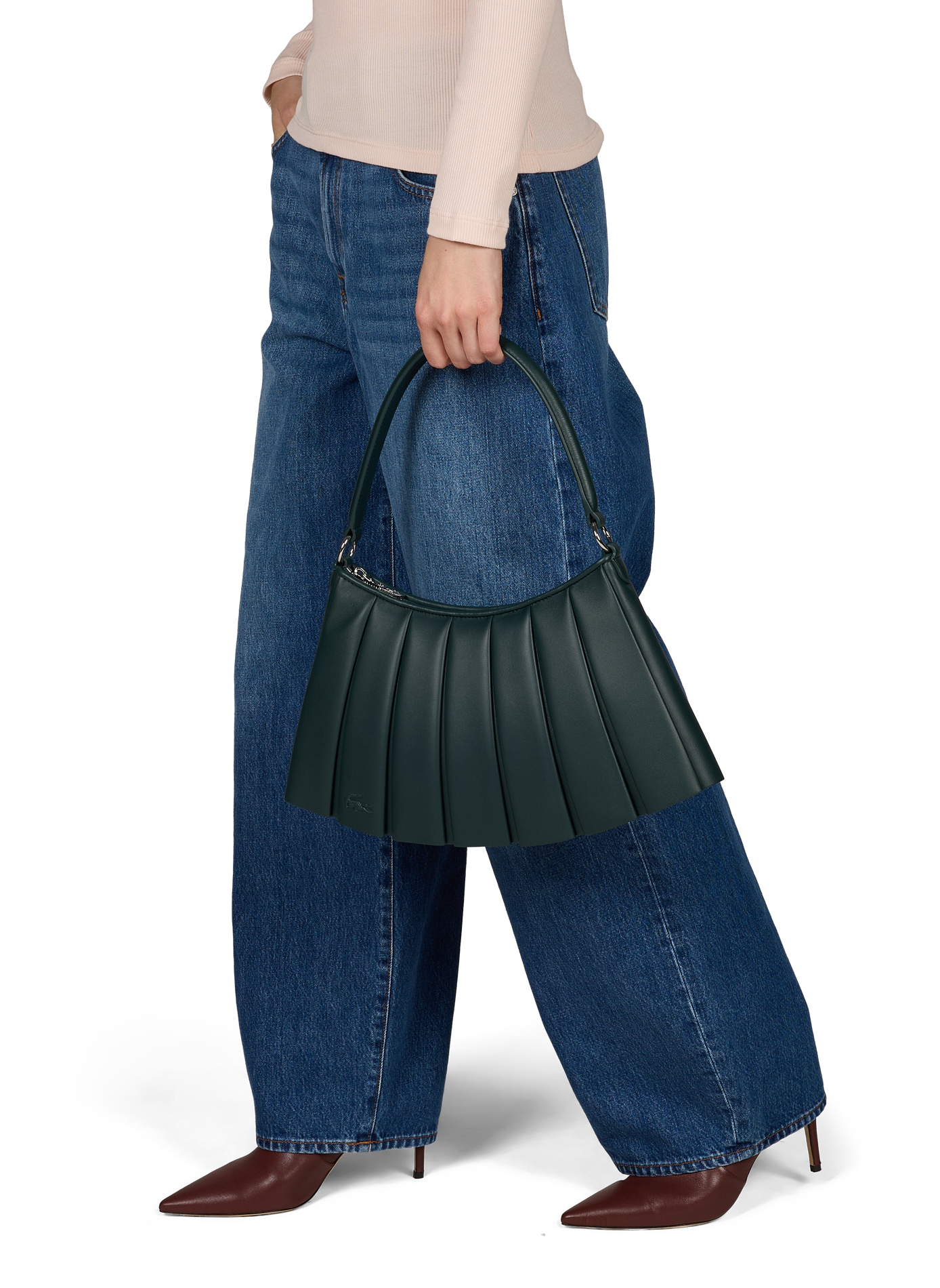 Sac moyen Lenglen en cuir de mouton LACOSTE Vert