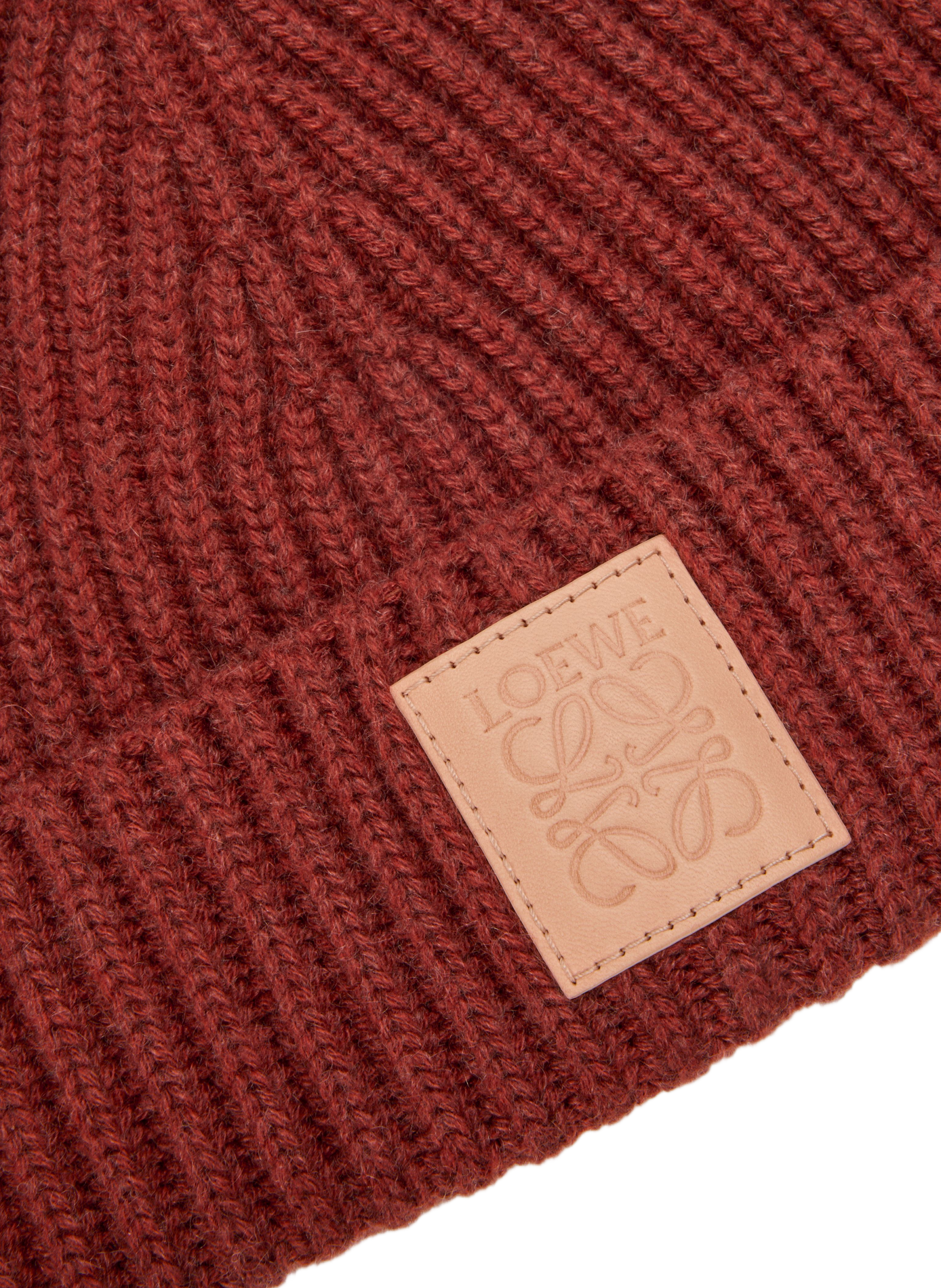 Berretto a coste in cachemire LOEWE Rosso