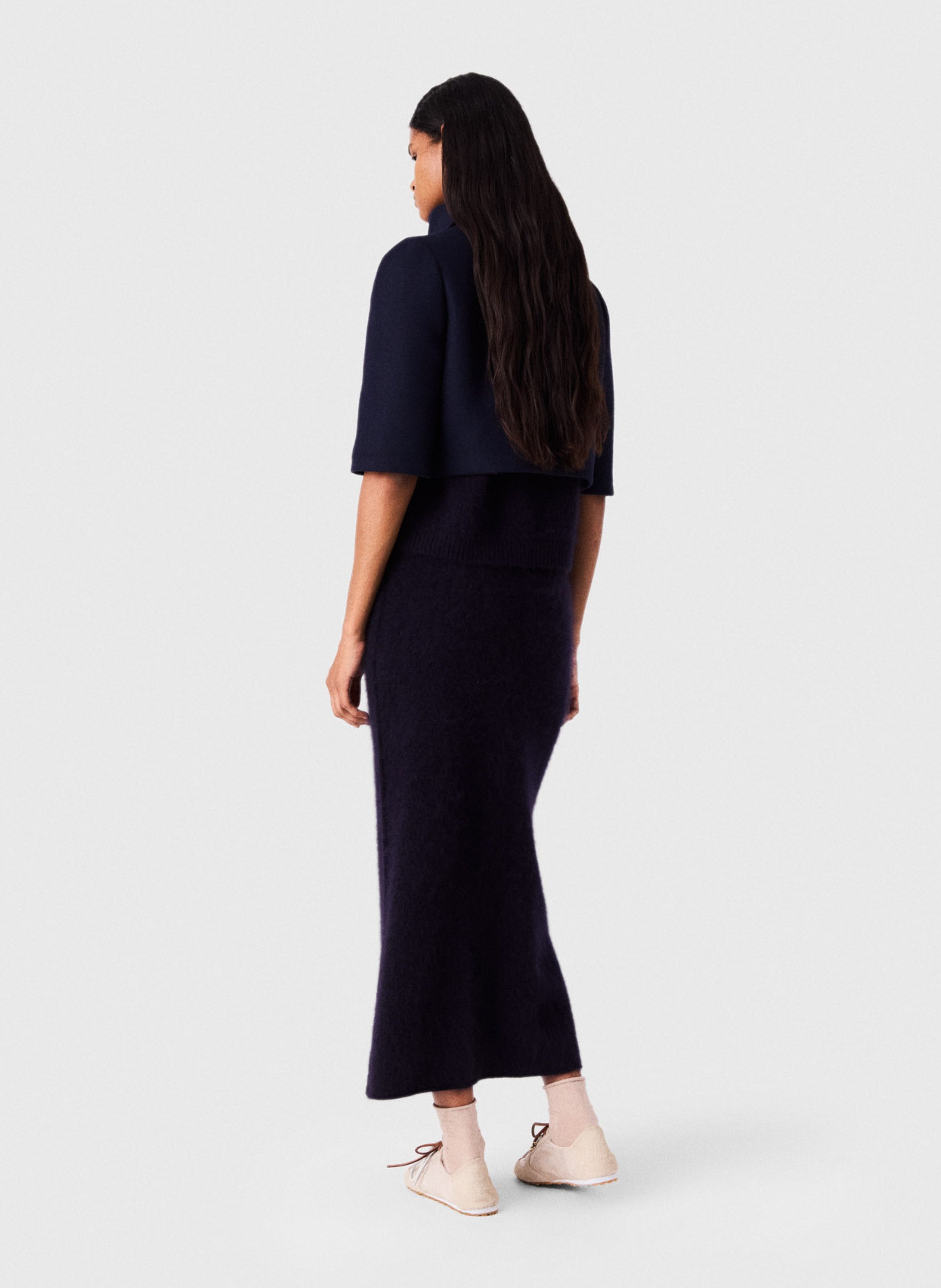 Veste courte col rond en laine mélangée MAJE Bleu