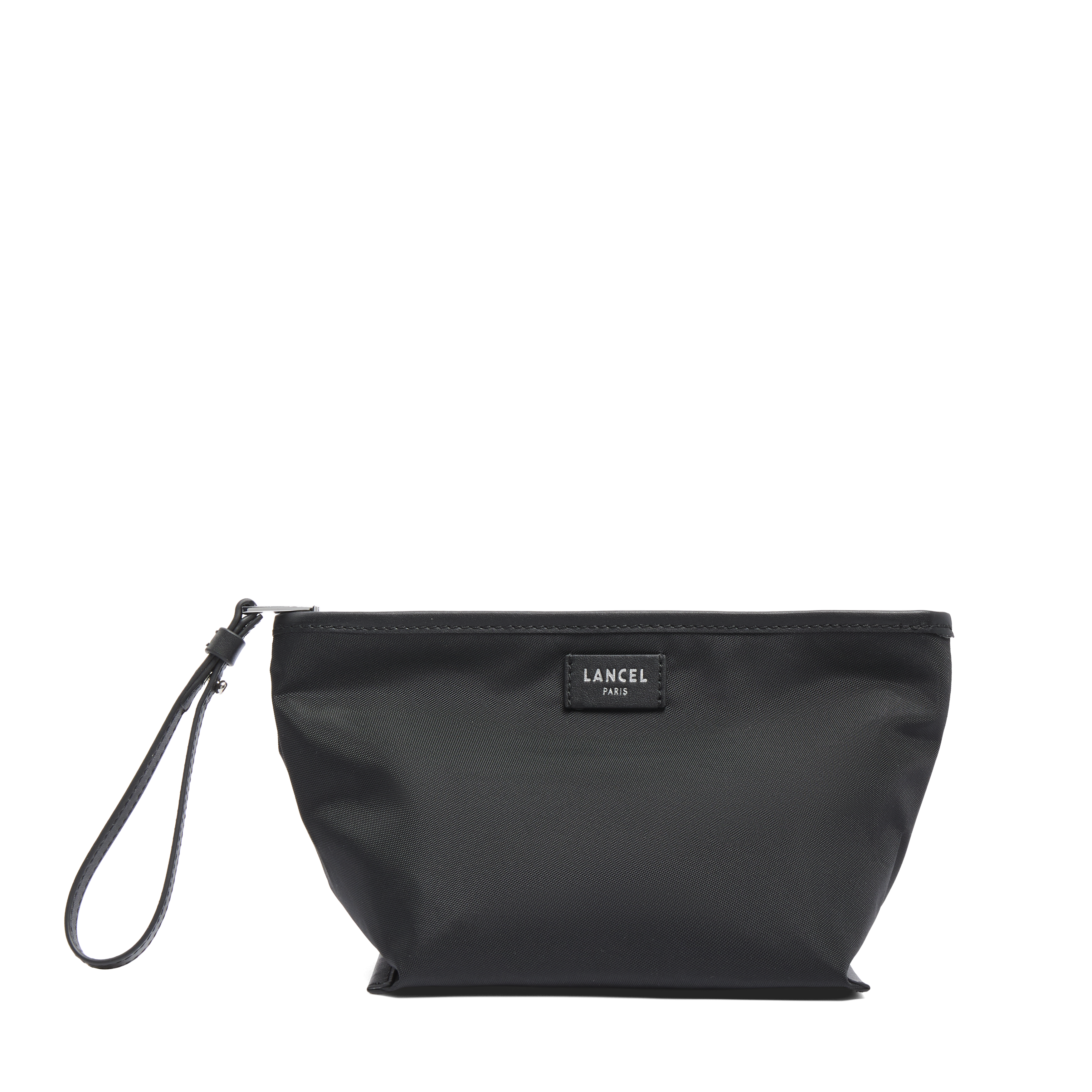 M Zip clutch met polsband - oprolbare mistral, gerecycled nylon met glad rundleer. LANCEL Zwart