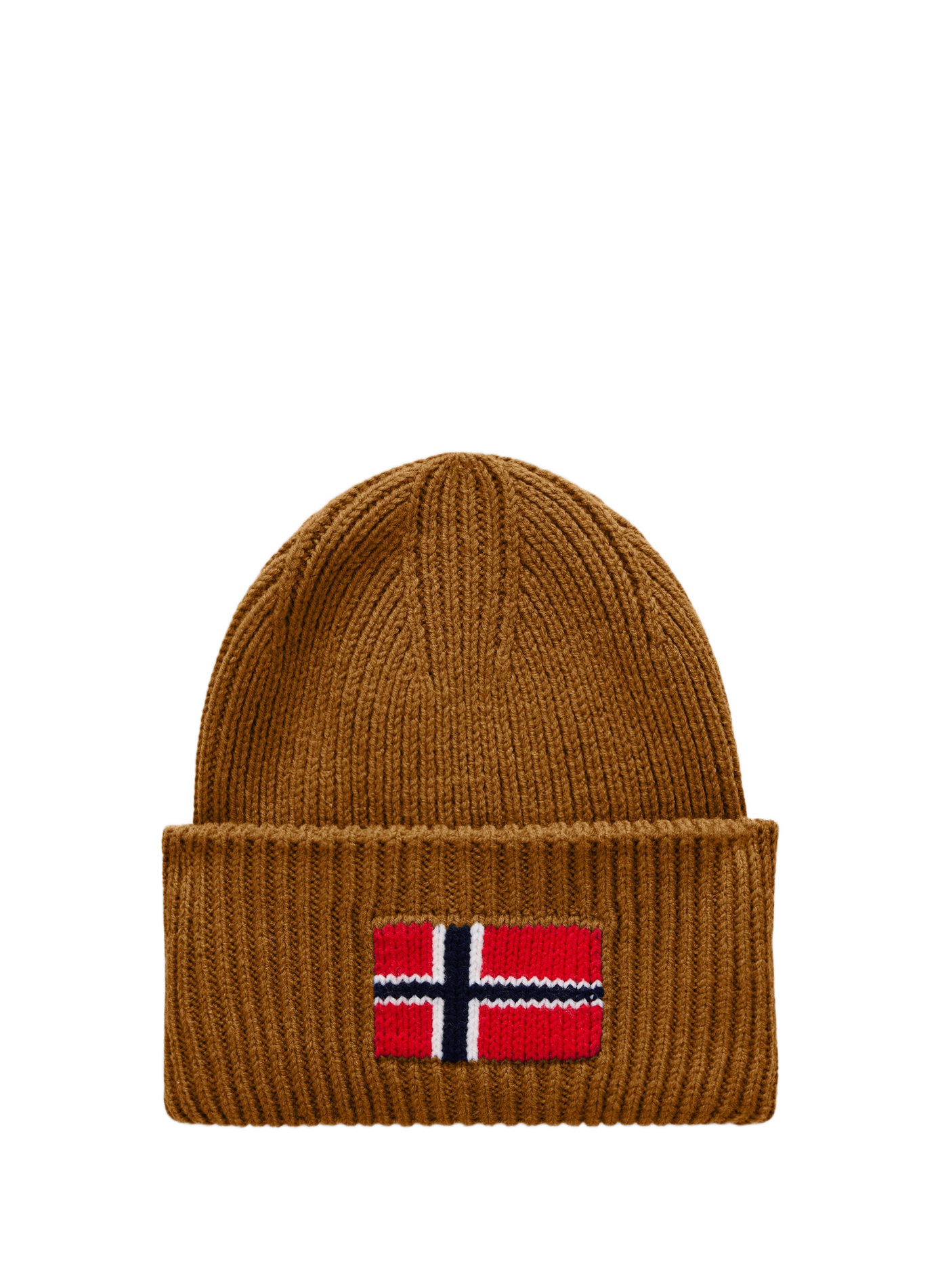 Bonnet à revers brodé en laine mélangée NAPAPIJRI Marron
