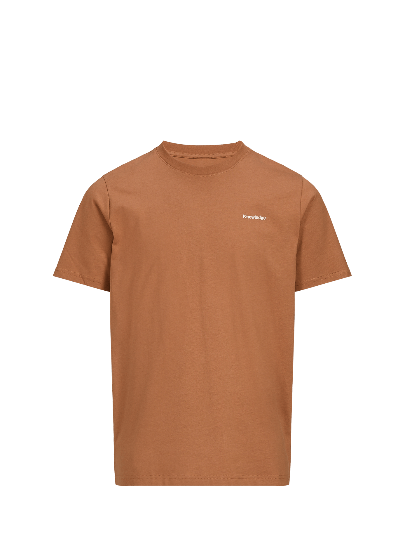 Short-sleeved cotton logo T-shirt KNOWLEDGE COTTON Orange