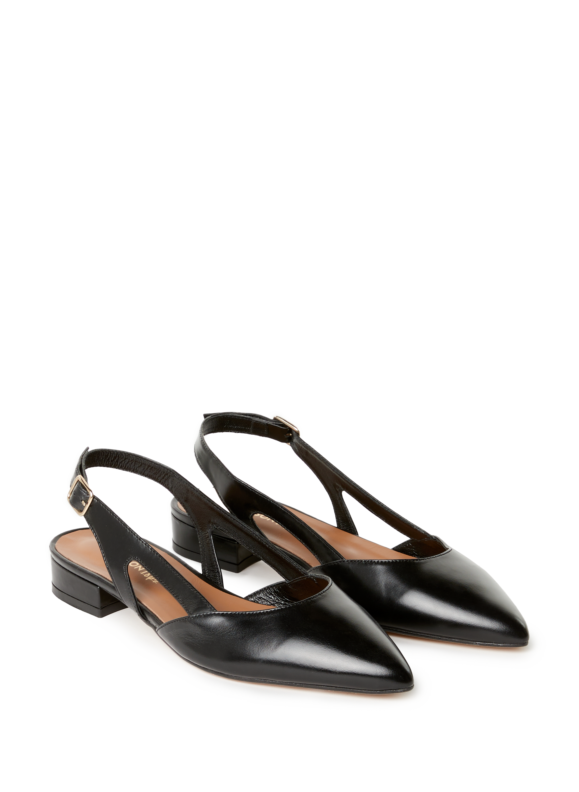 Slingback leather ballerina flats Black