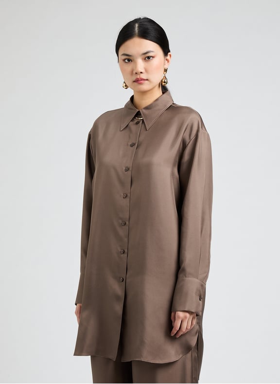 Straight silk shirt Black by ROHE FRAMES ROHE FRAMES Straight silk shirt Black